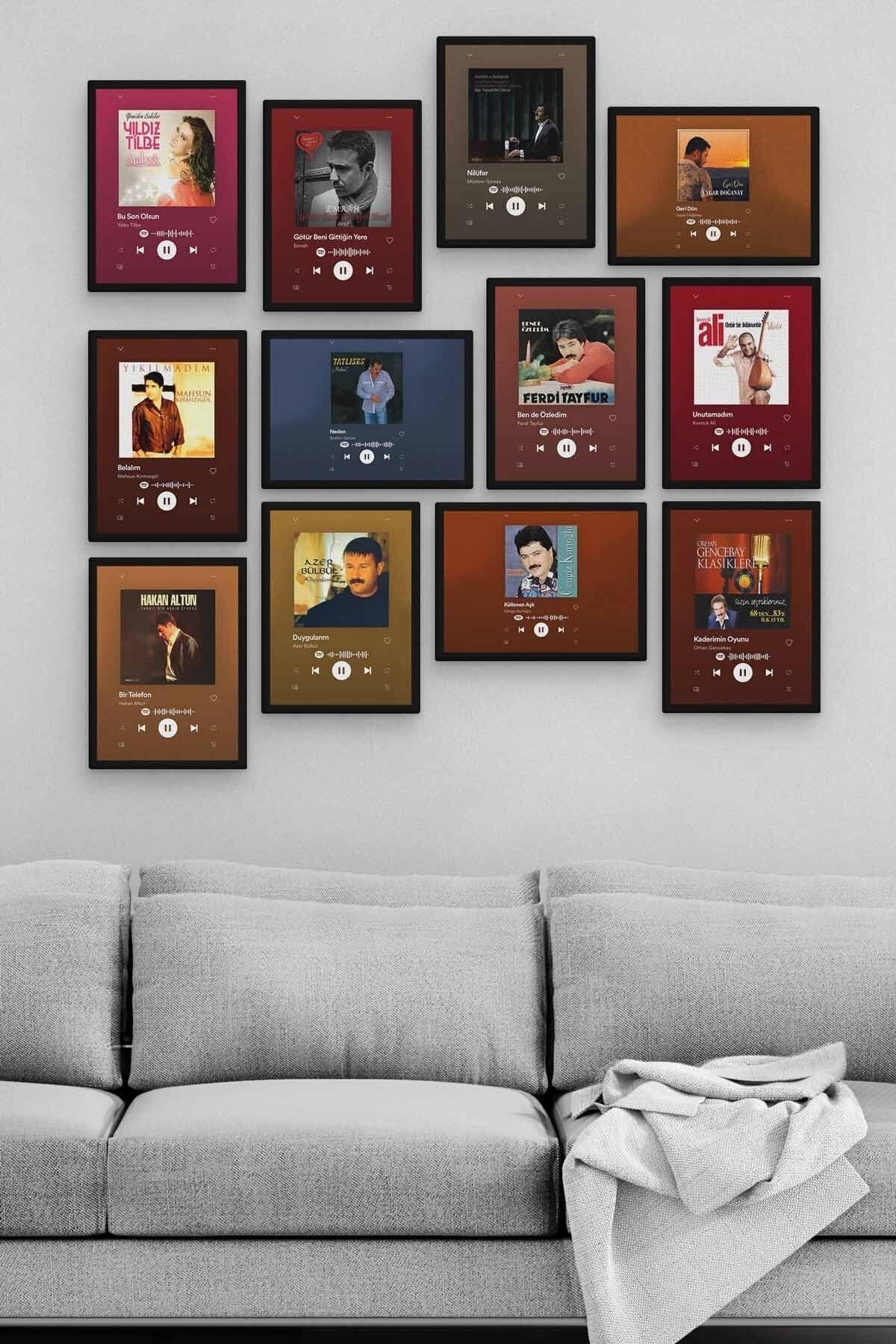 Arabesk Spotify 12 Parça Ahşap Mdf Tablo Zlltb165