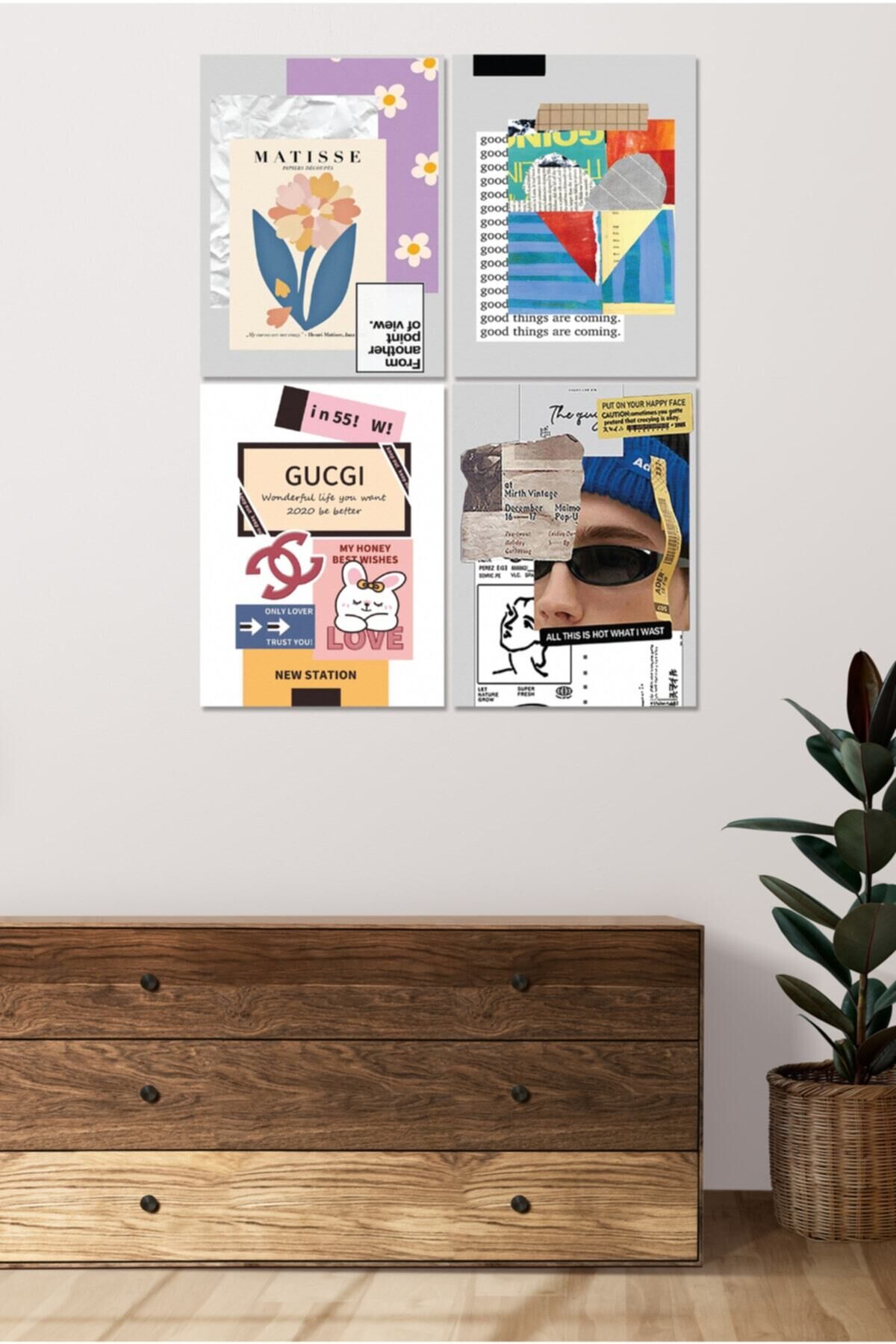 4 Parçalı Çerçeve Görünümlü Mdf Tablo Seti Dnu053