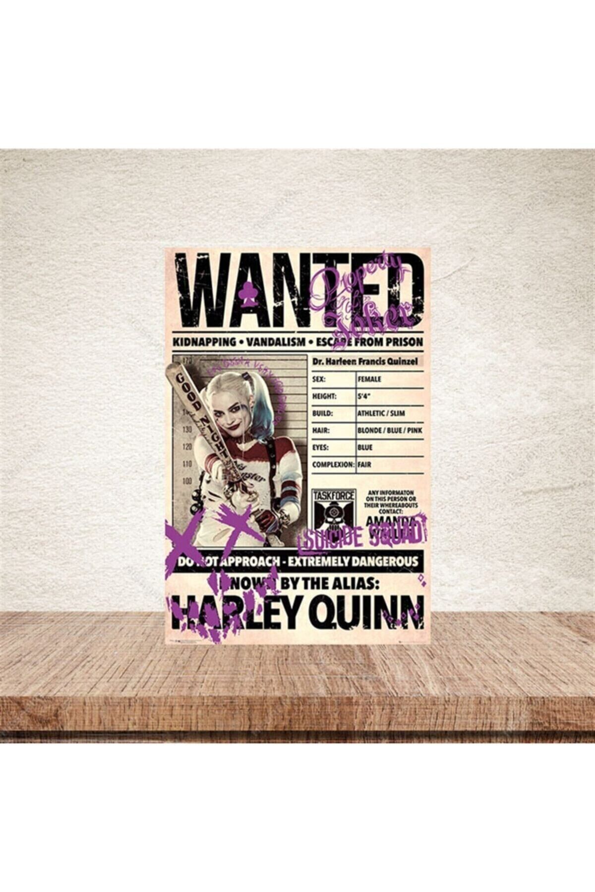 Wanted Harley Quinn 20-30 cm Retro Ahşap Poster