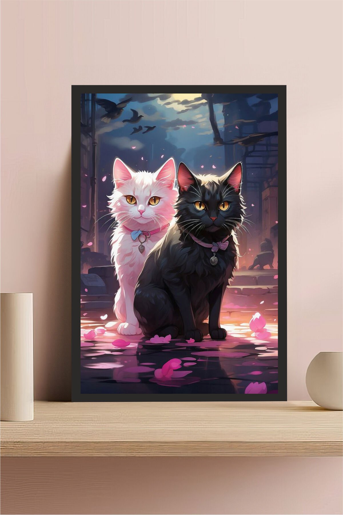 Kedi tasarımlı Çerçeve Görünümlü Mdf Tablo