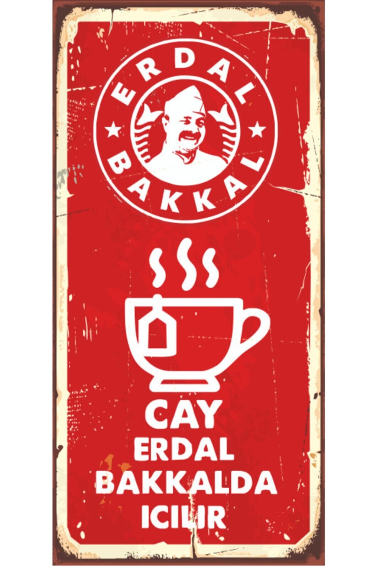 Çay Erdal Bakkalda Içilir Leyla Ile Mecnun (10 Cm X 20 Cm) Mini Retro Ahşap