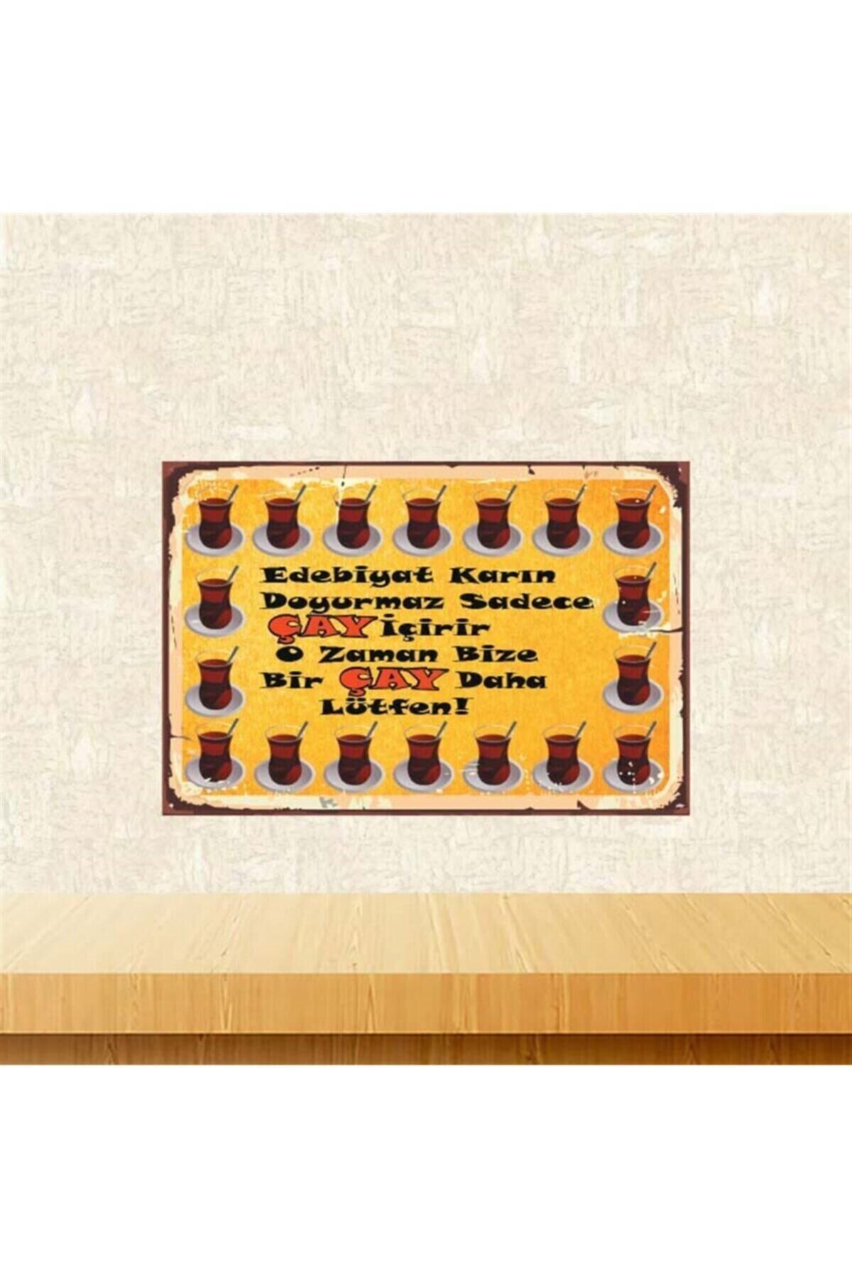 Bir Çay Daha Lütfen 20-30 Cm Retro Ahşap Poster Tkfx4130