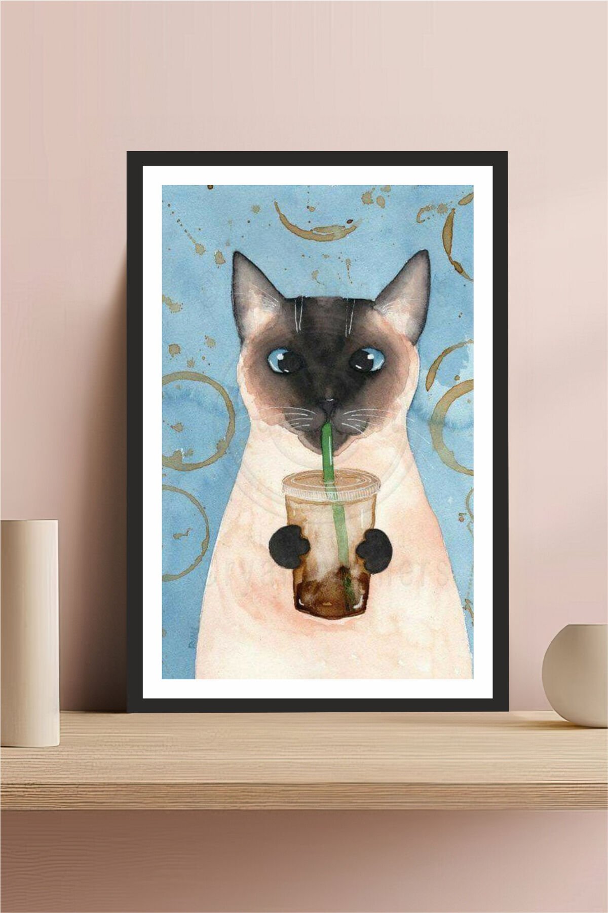 Kedi tasarımlı Çerçeve Görünümlü Mdf Tablo