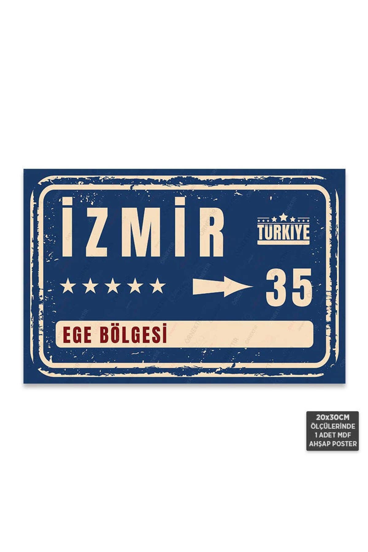 PT1100 - İzmir Şehir Tabelası Retro Mdf Ahşap Poster (20x30cm)