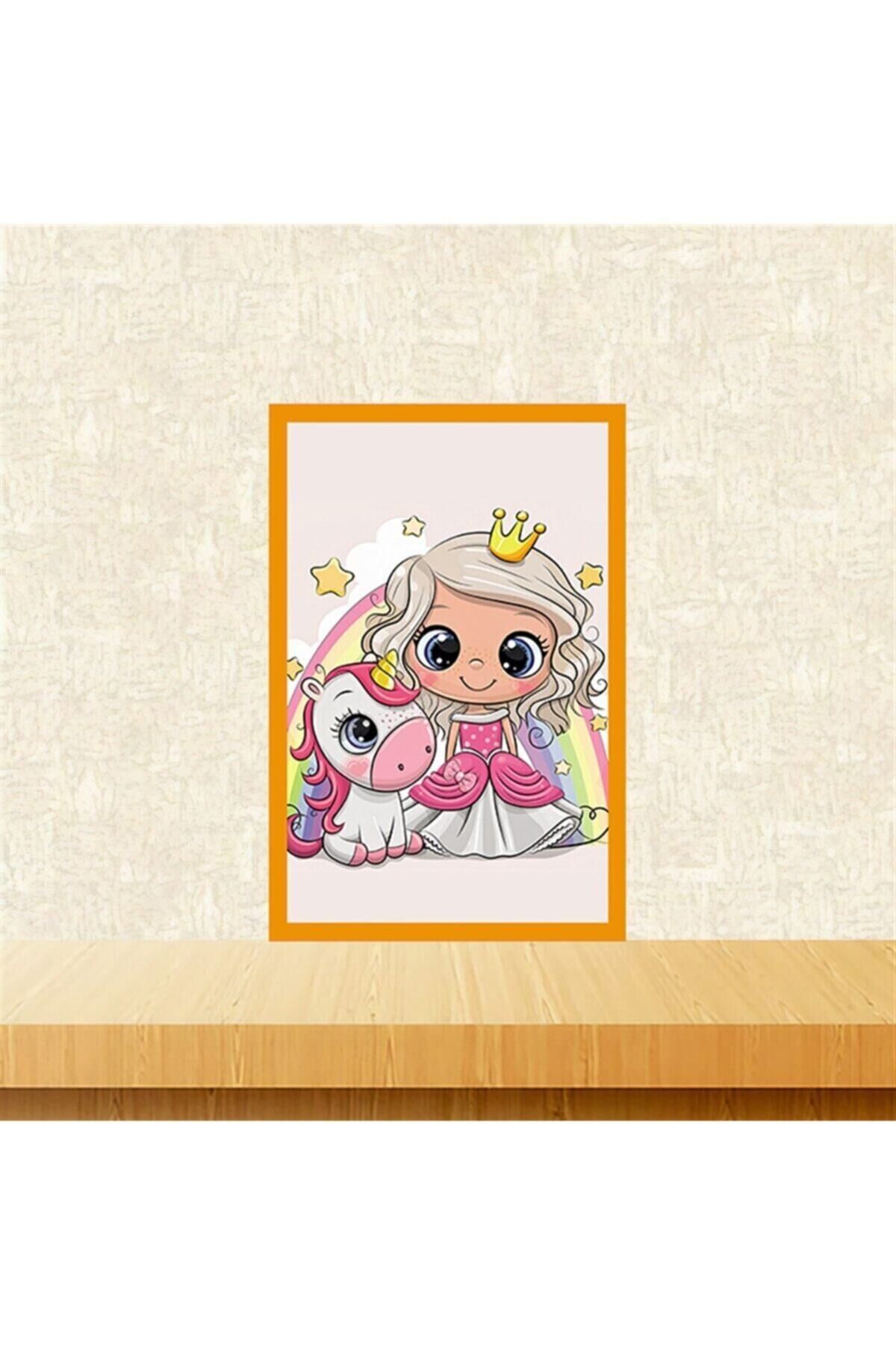 Unicorn Prenses Tasarımlı Retro Ahşap Tablo 20x30 cm Tkfx5949