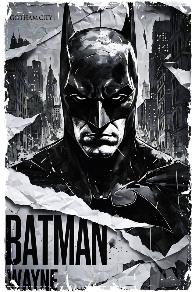 Batman Retro Ahşap Tablo Görselli Poster (20x30)