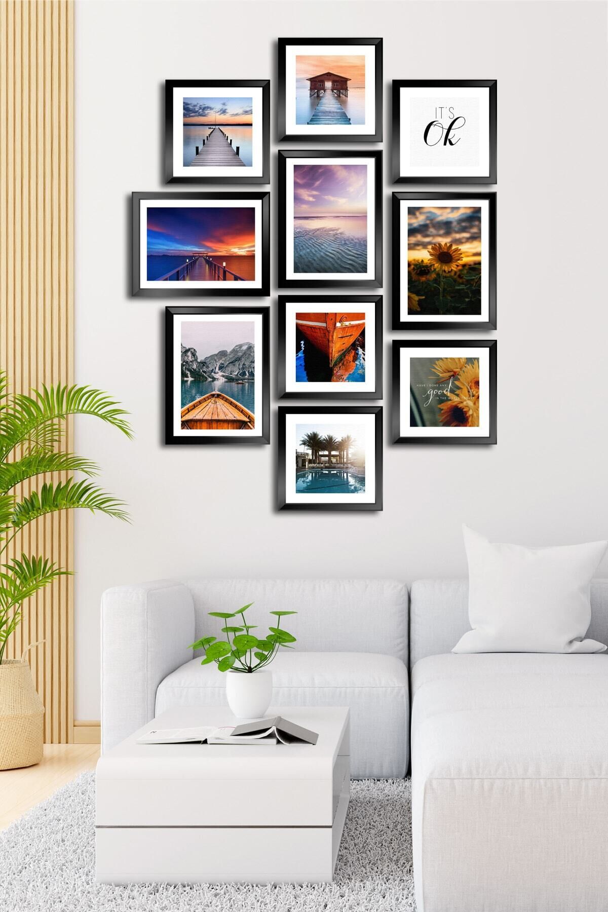 10 Parçalı Çerçeve Görünümlü Mdf Tablo Seti Flm057