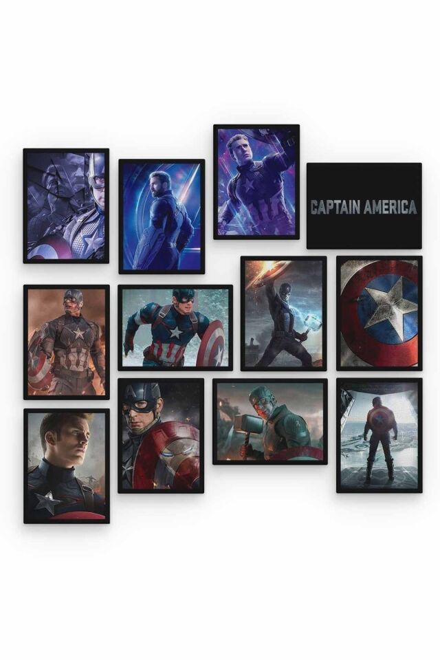 Captain America 12 Parça Ahşap Mdf Tablo Zlltb322