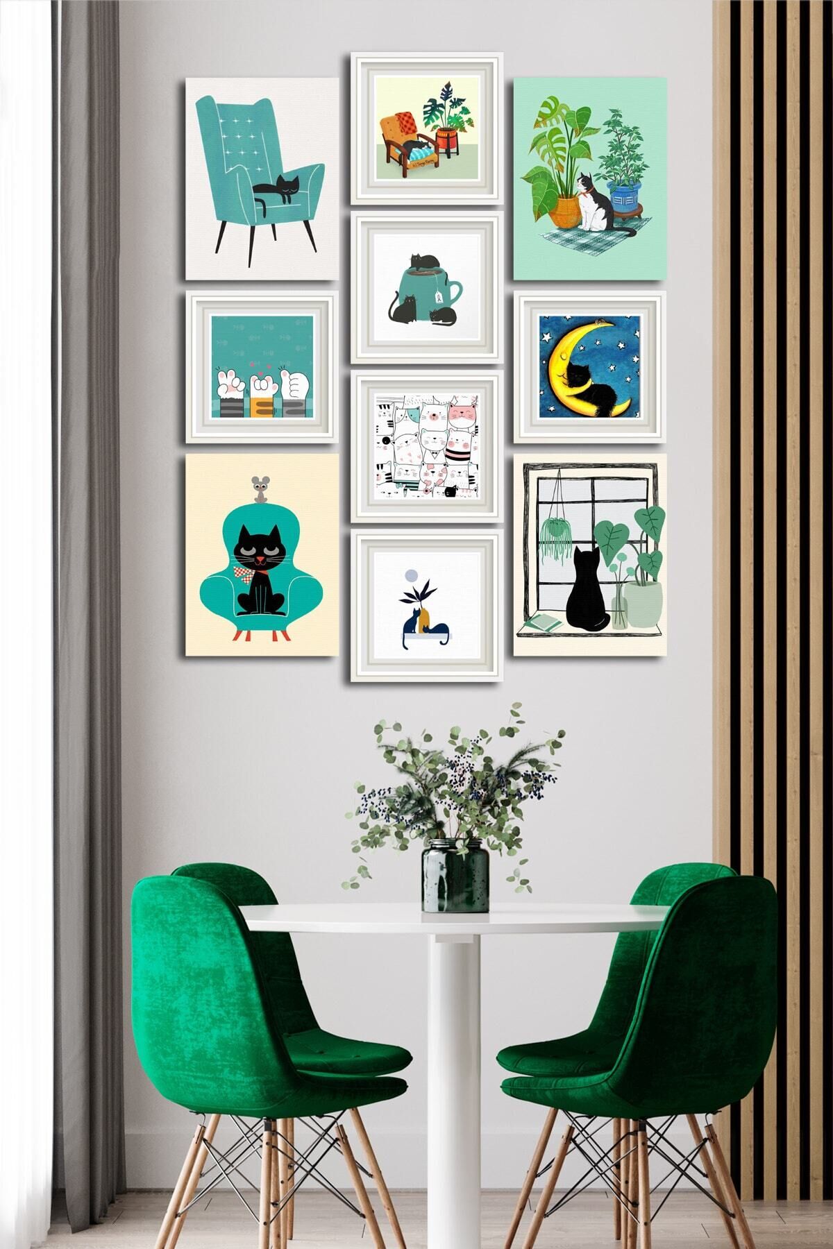 10 Parçalı Çerçeve Görünümlü Mdf Tablo Seti Flm042