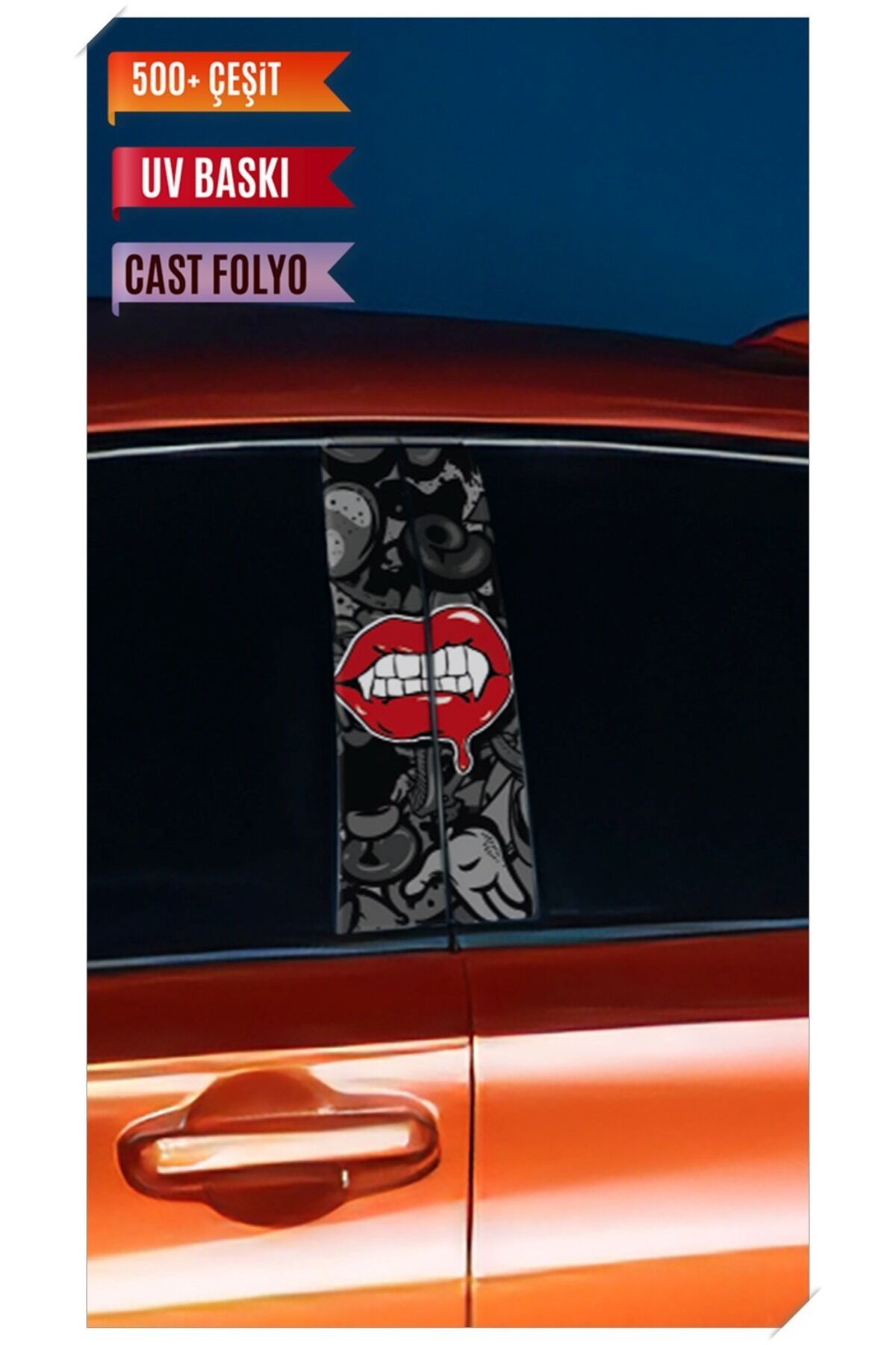 Araç Kapı Direk Kaplama Folyosu Desenli (Sağ Sol Takım)Uyumlu (2 Adet) - 22x50 Cm