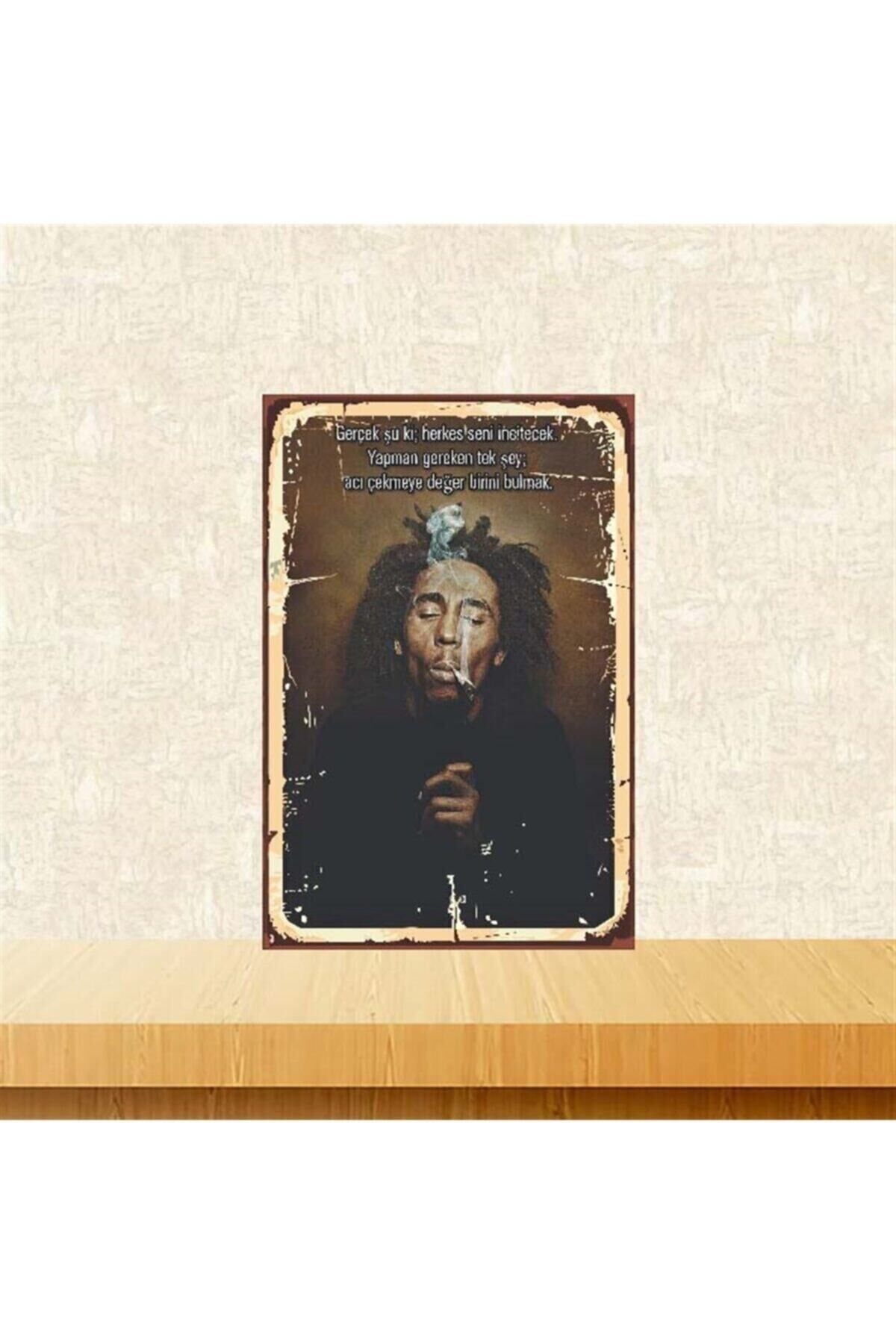 Herkes Seni Incitecek Bob Marley 20-30 Cm Retro Ahşap Poster