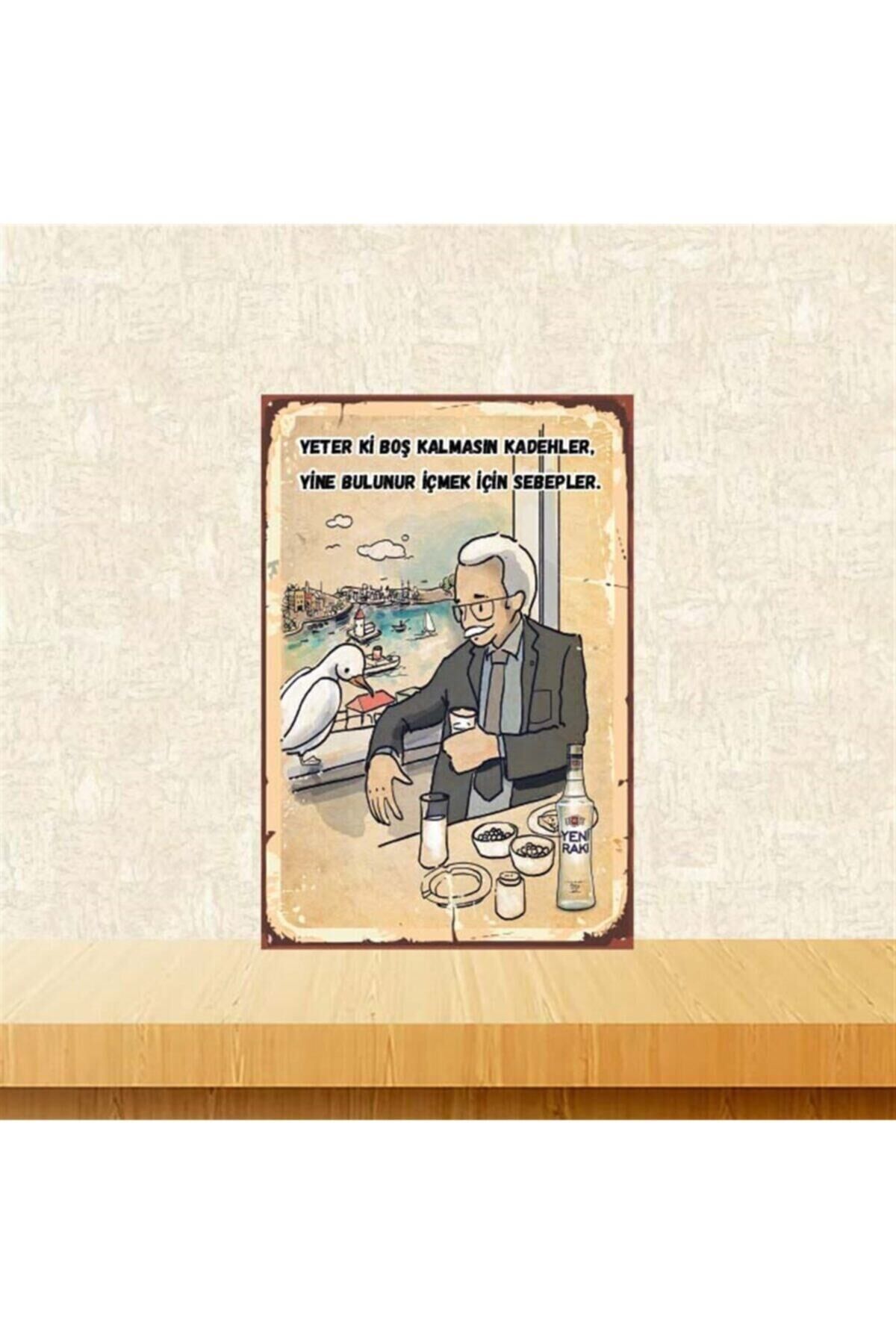 Yeter Ki Boş Kalmasın 20-30 Cm Retro Ahşap Poster Tkfx4322