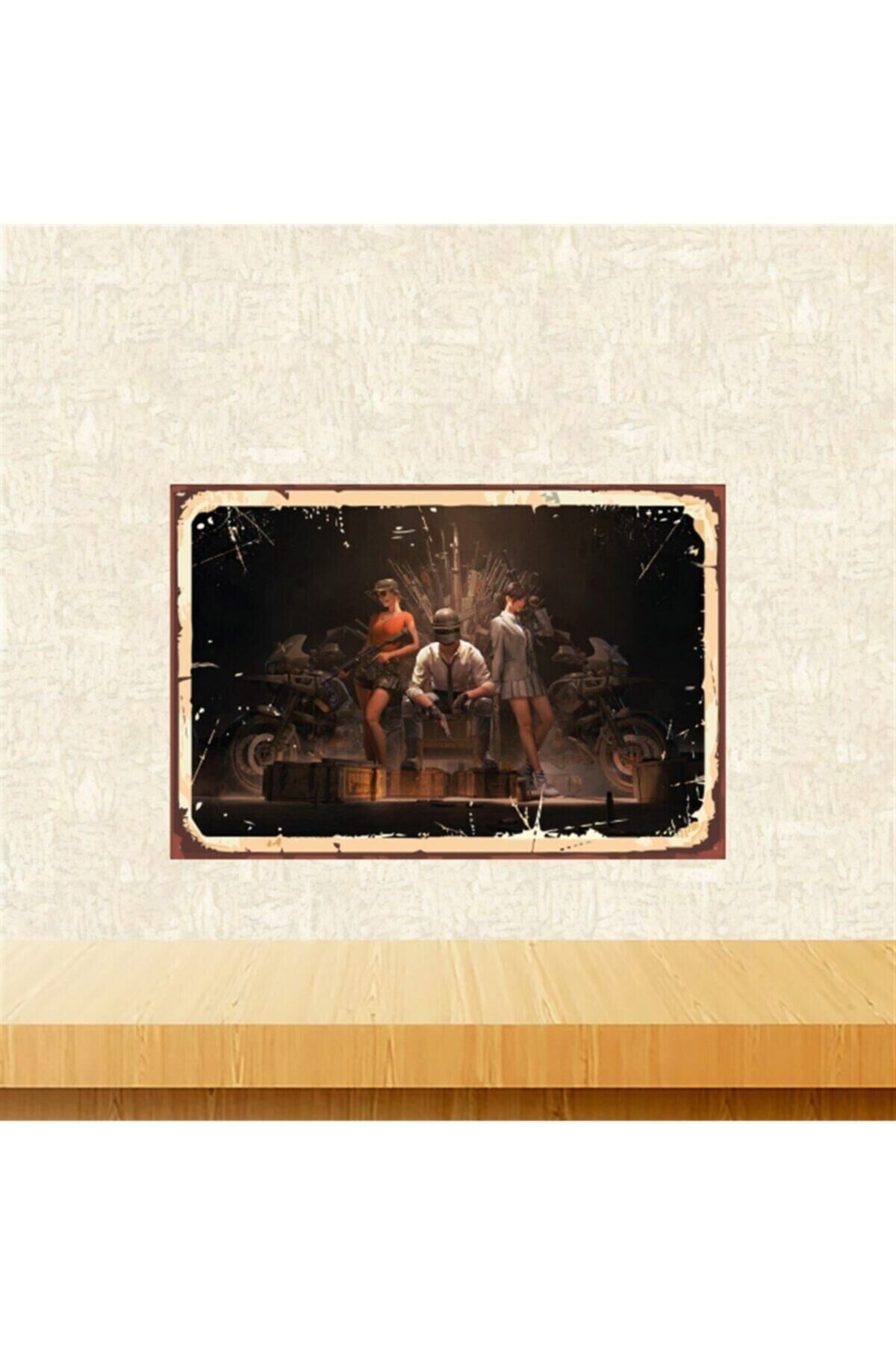 Playerunknown's Battlegrounds Tasarımlı 20-30 Cm Retro Ahşap Tablo Tkfx5651