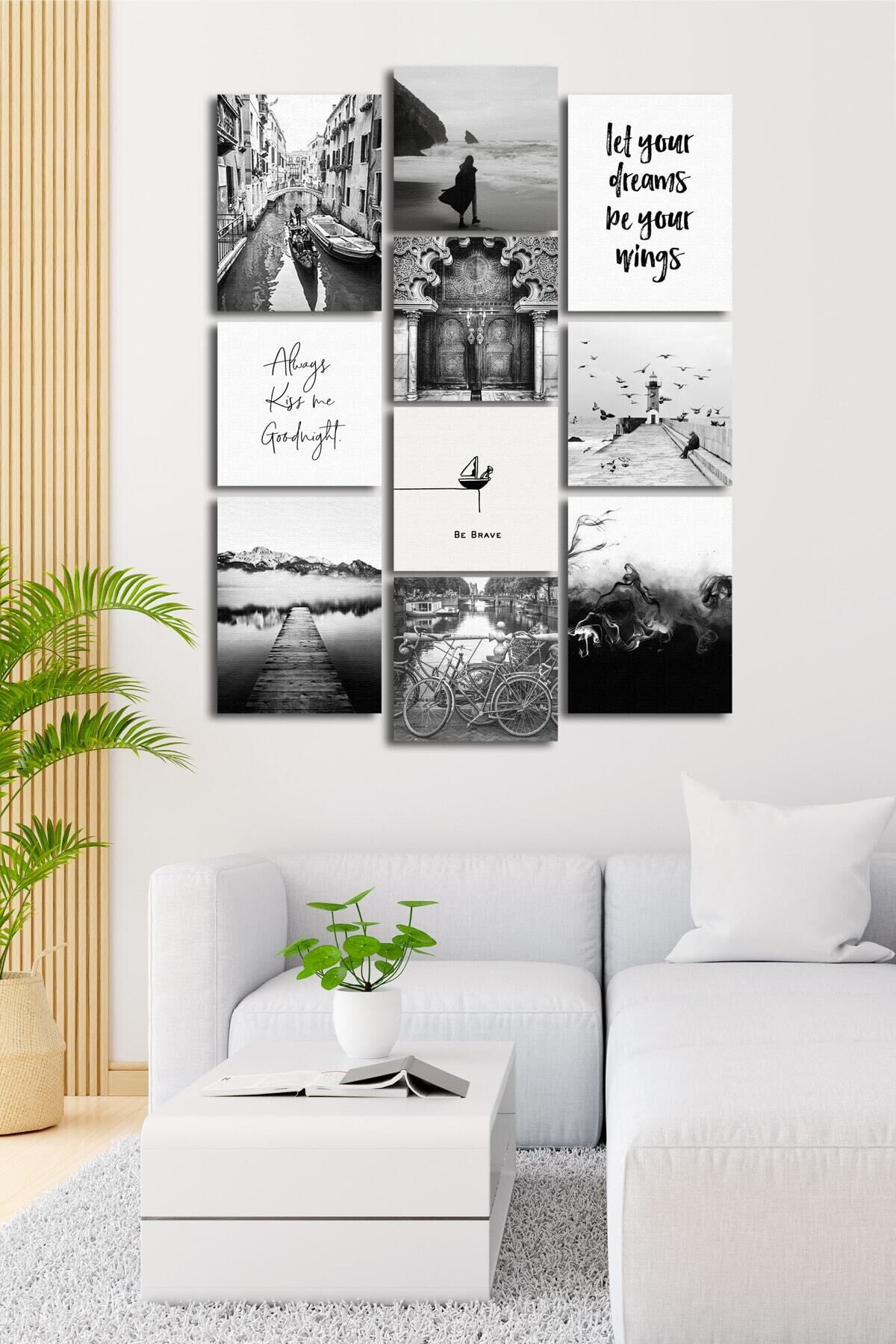 10 Parçalı Çerçeve Görünümlü Mdf Tablo Seti Flm006