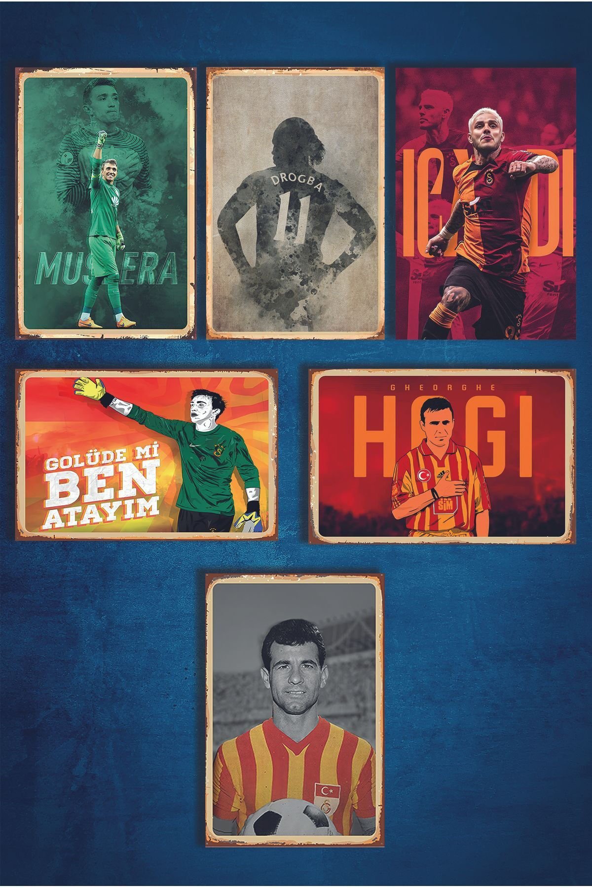 Efsaneler ''Galata sarây'' Retro Ahşap Poster 6'Adet (20x30)