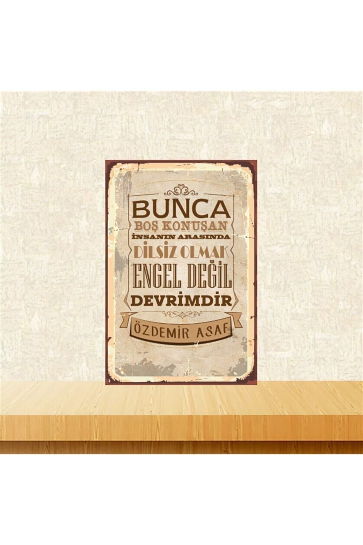 Dilsiz Olmak Engel Değil 20-30 Cm Retro Ahşap Tablo Tkfx5263