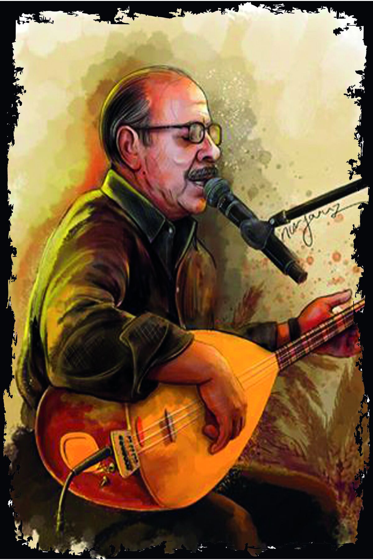 Neşet Ertaş Retro Ahşap Duvar Poster 20x30