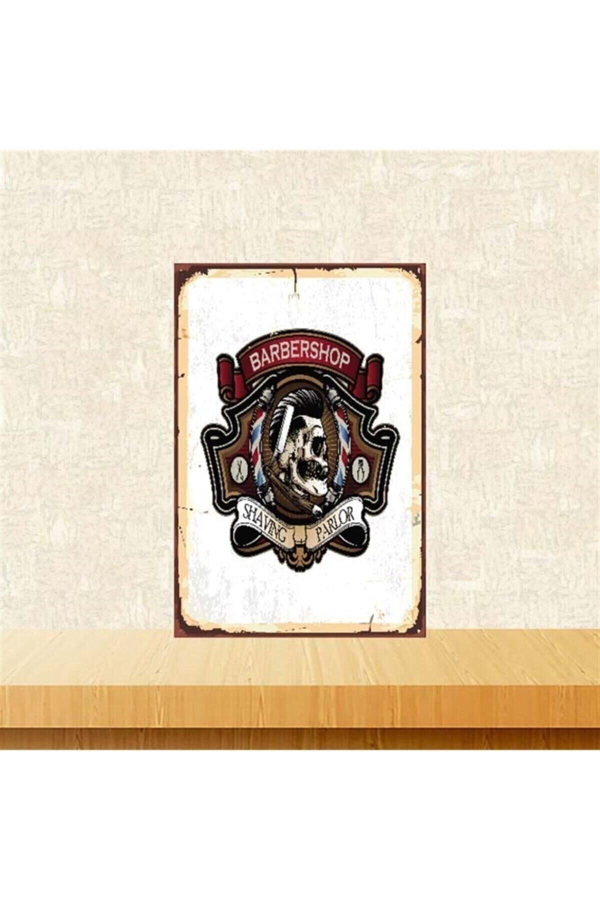 Barber Shop Tasarımlı 20-30 Cm Retro Ahşap Poster