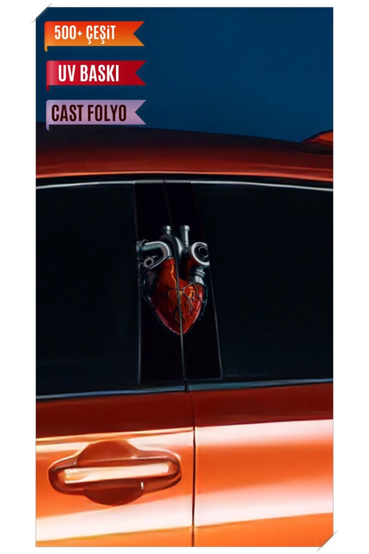 Araç Kapı Direk Kaplama Folyosu Turbo Desenli (Sağ Sol Takım) (2 Adet) - 22x50 Cm