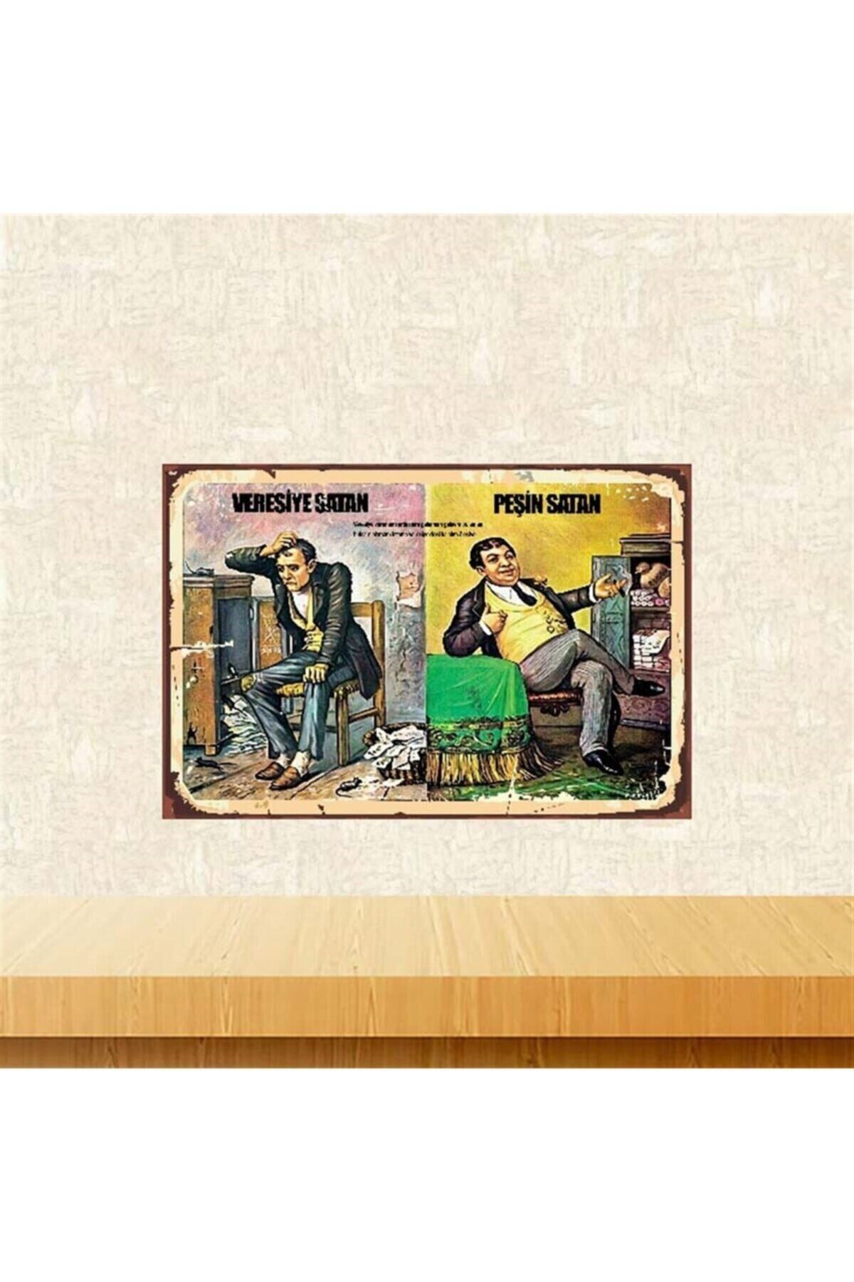Veresiye Satan Peşin Satan 20-30 Cm Retro Ahşap Poster