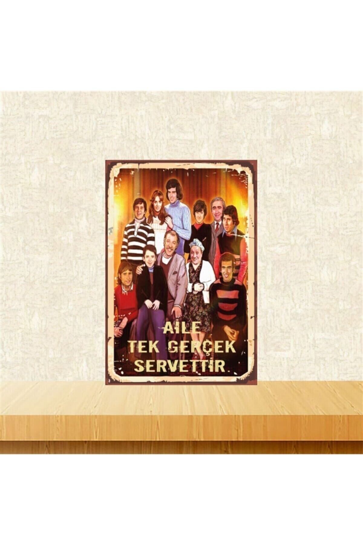 Aile Tek Gerçek Servettir 20-30 Cm Retro Ahşap Tablo Tkfx4927