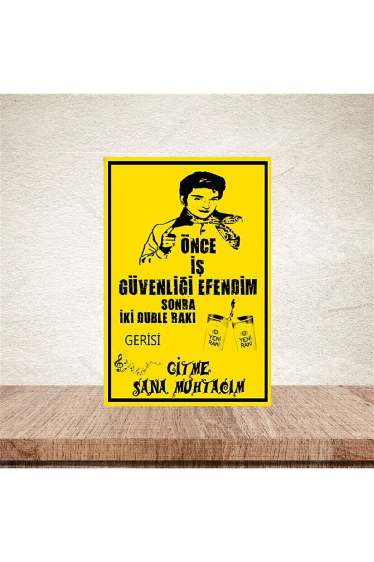 Gitme Sana Muhtacım 20-30 Cm Retro Ahşap Poster