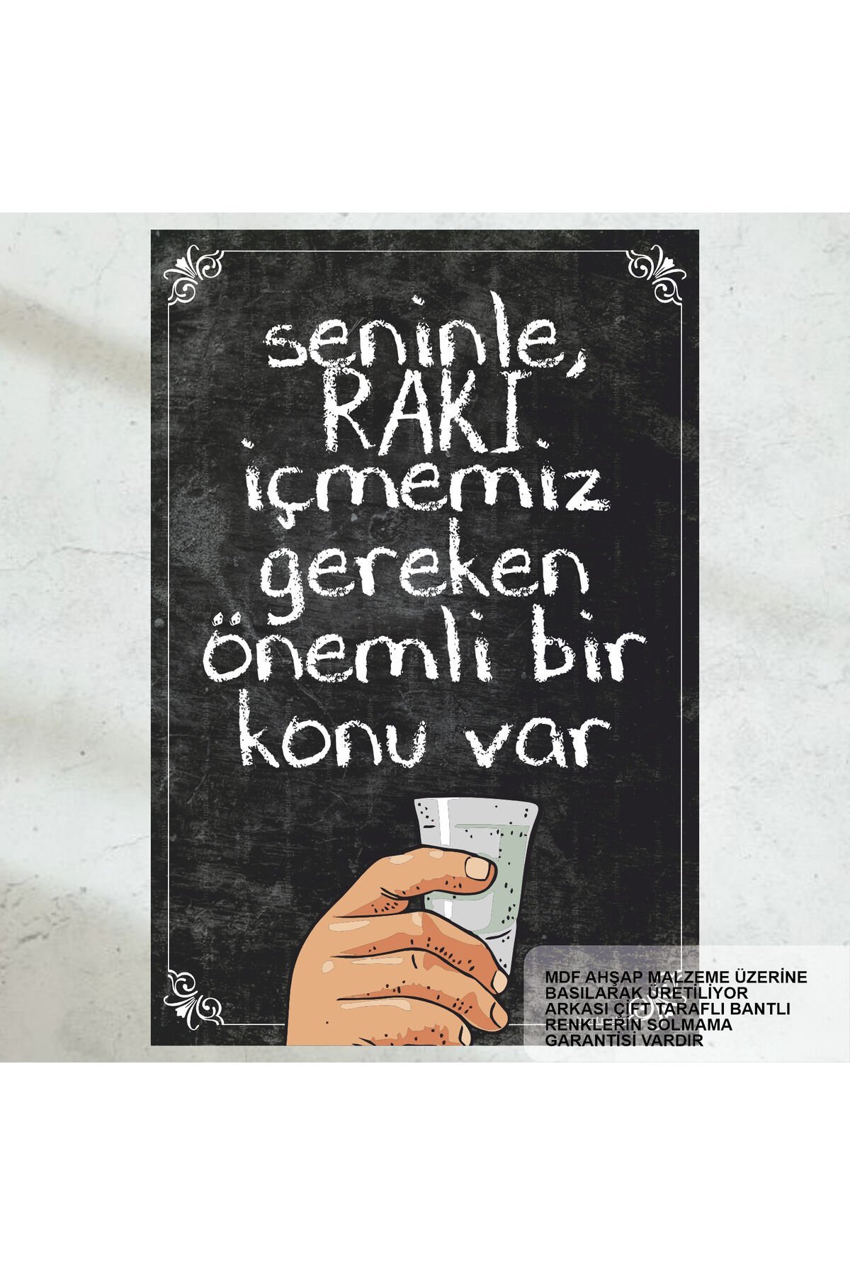 rakı muhabbeti rakı sözler komik eğlenceli sözler duvar yazıları retro ahşap poster