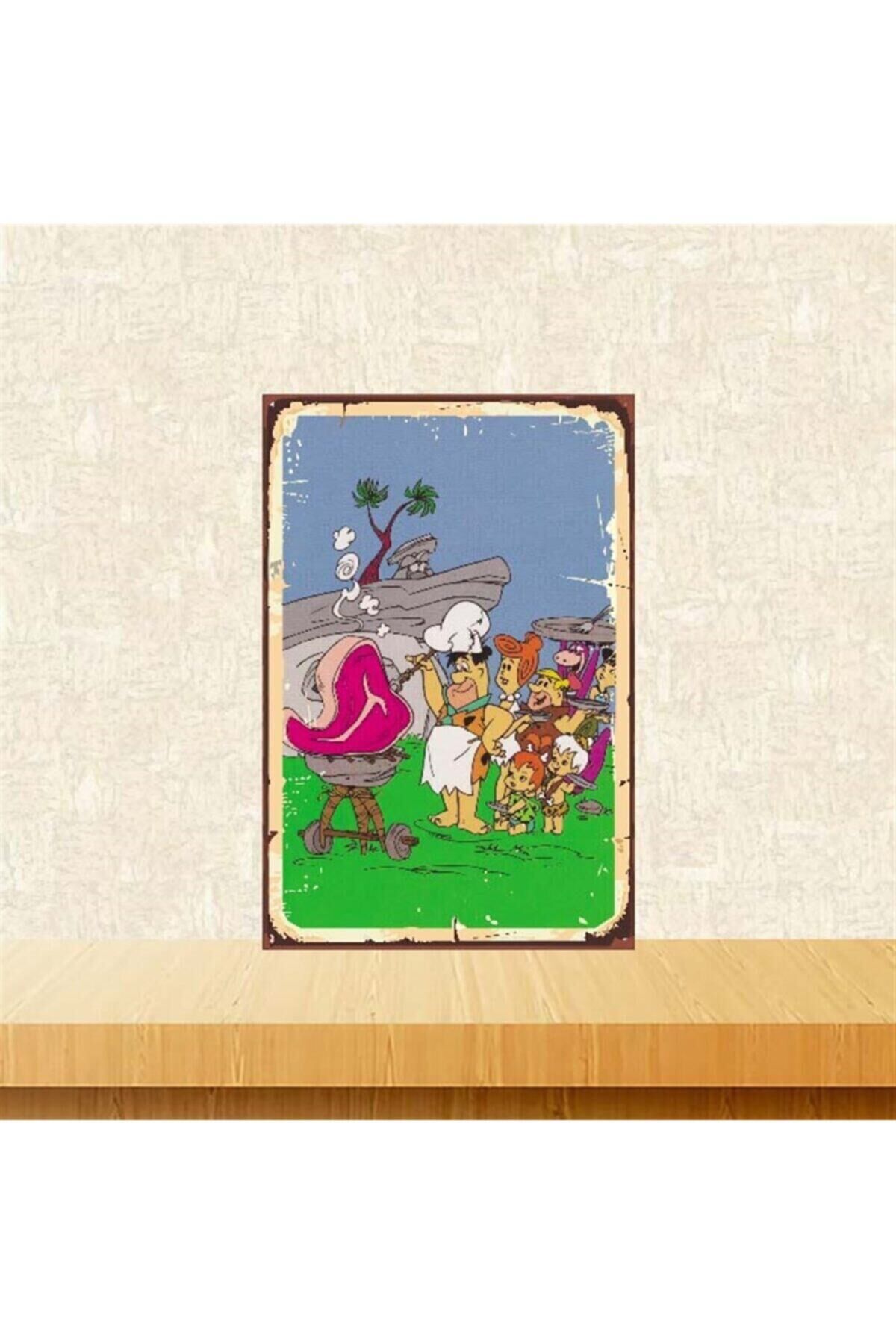 Taş Devri Tasarımlı Retro Ahşap Poster 20 30 cm