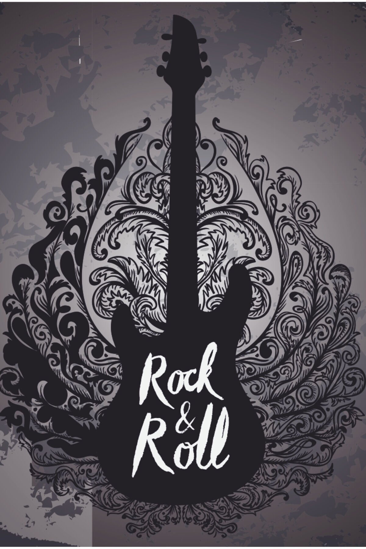 rock n roll gitar müzik retro ahşap poster