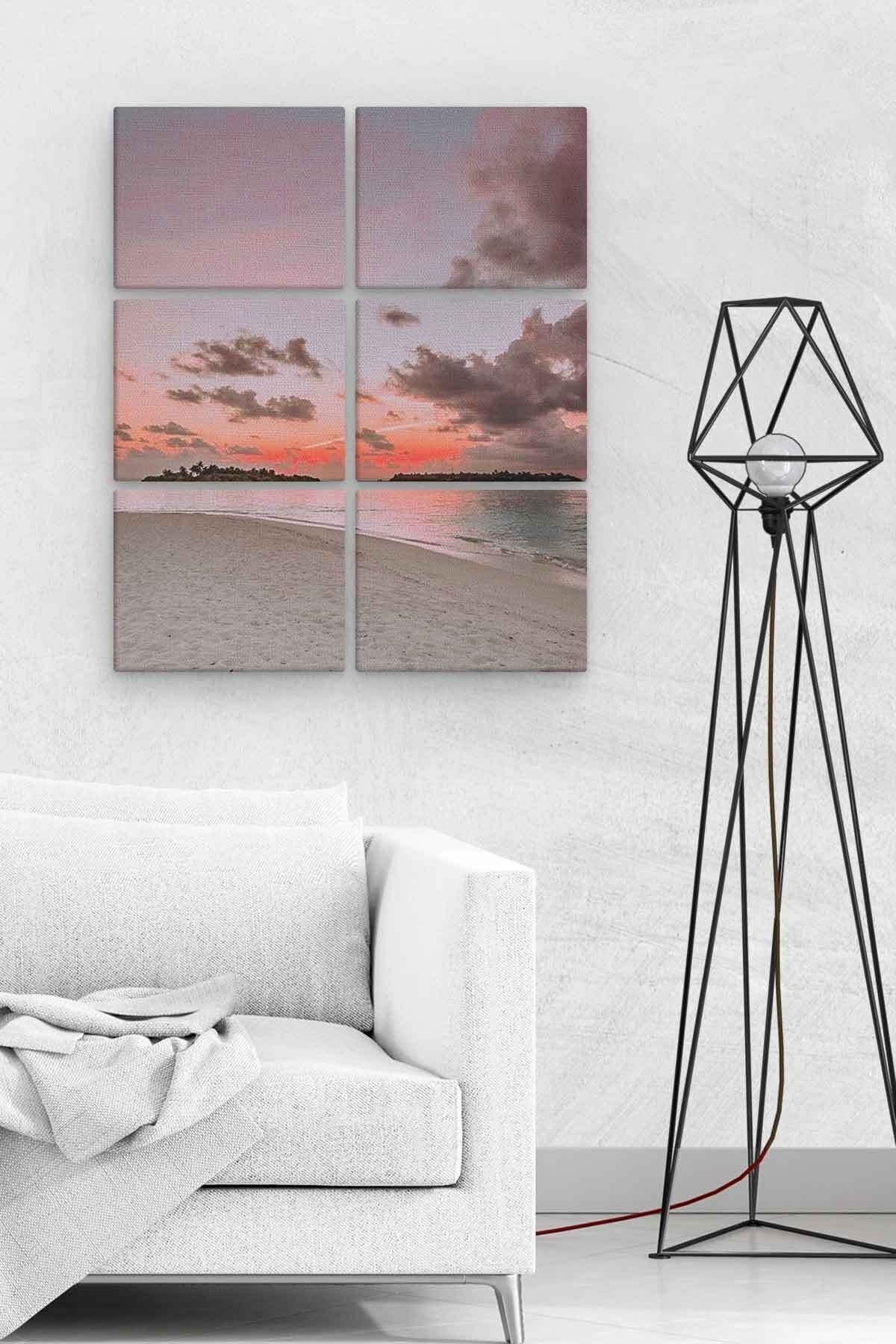 Deniz Kumsal 6 Parça Ahşap Mdf Tablo Nhl1794