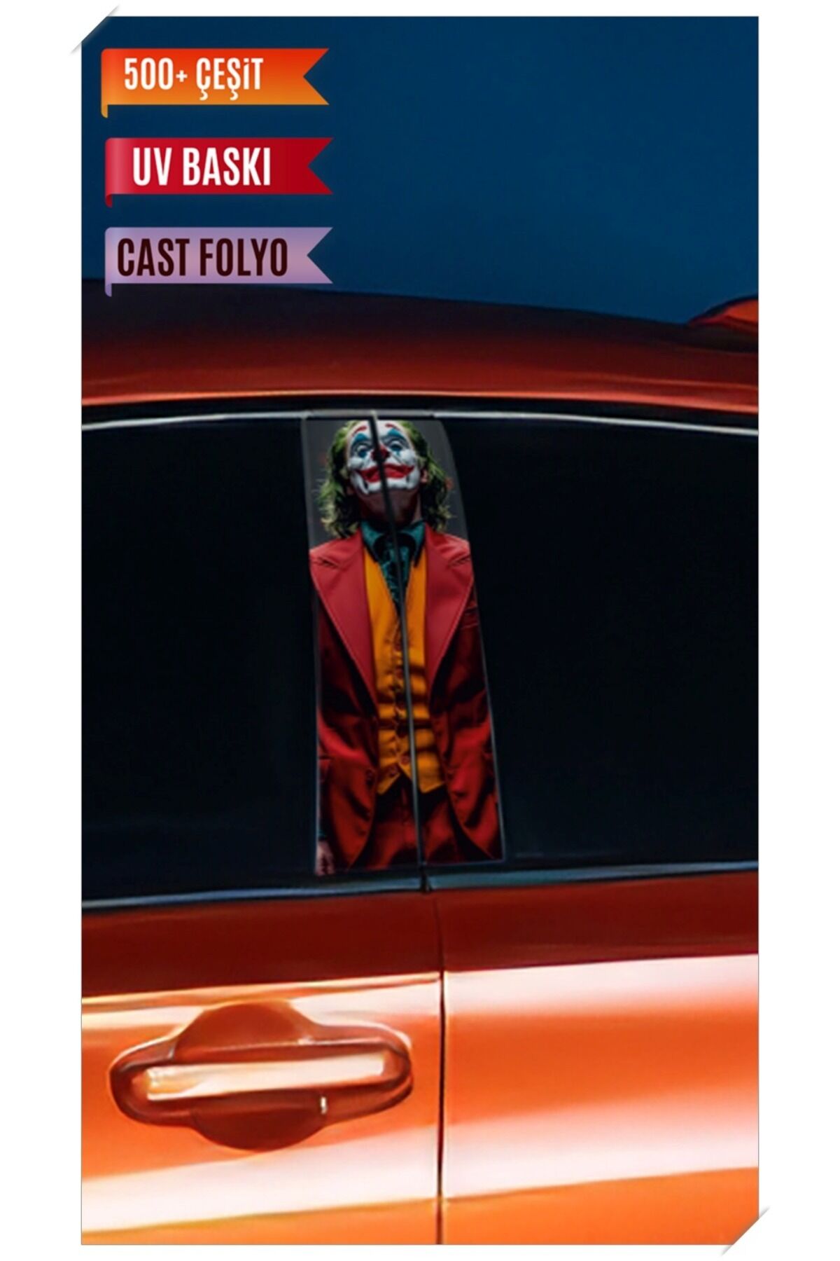 Araç Kapı Direk Kaplama Folyosu Joker Desenli (Sağ Sol Takım) Uyumlu (2 Adet) - 22x50 Cm