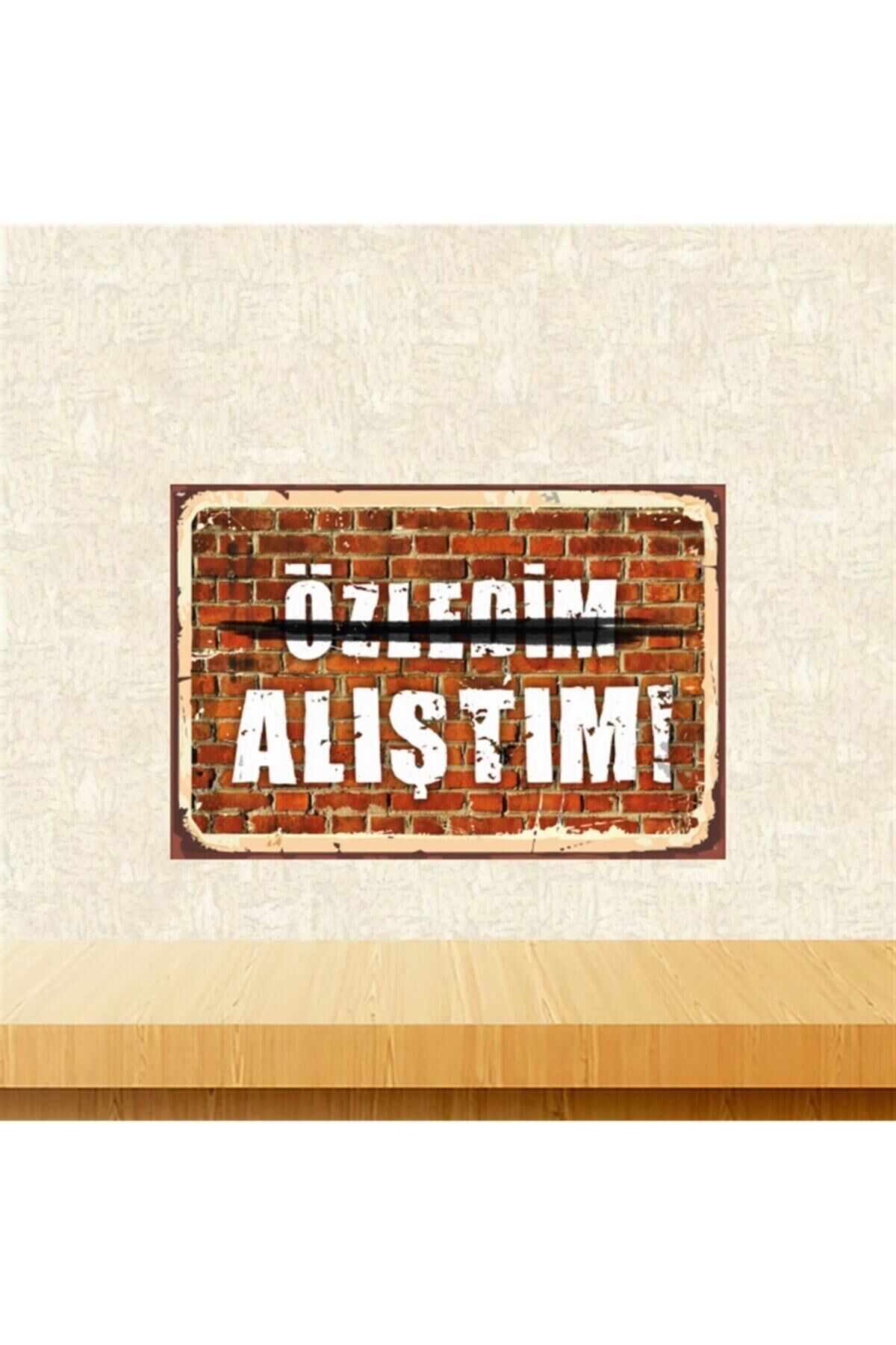 Özledim Alıştım 20-30 Cm Retro Ahşap Tablo Tkfx5542
