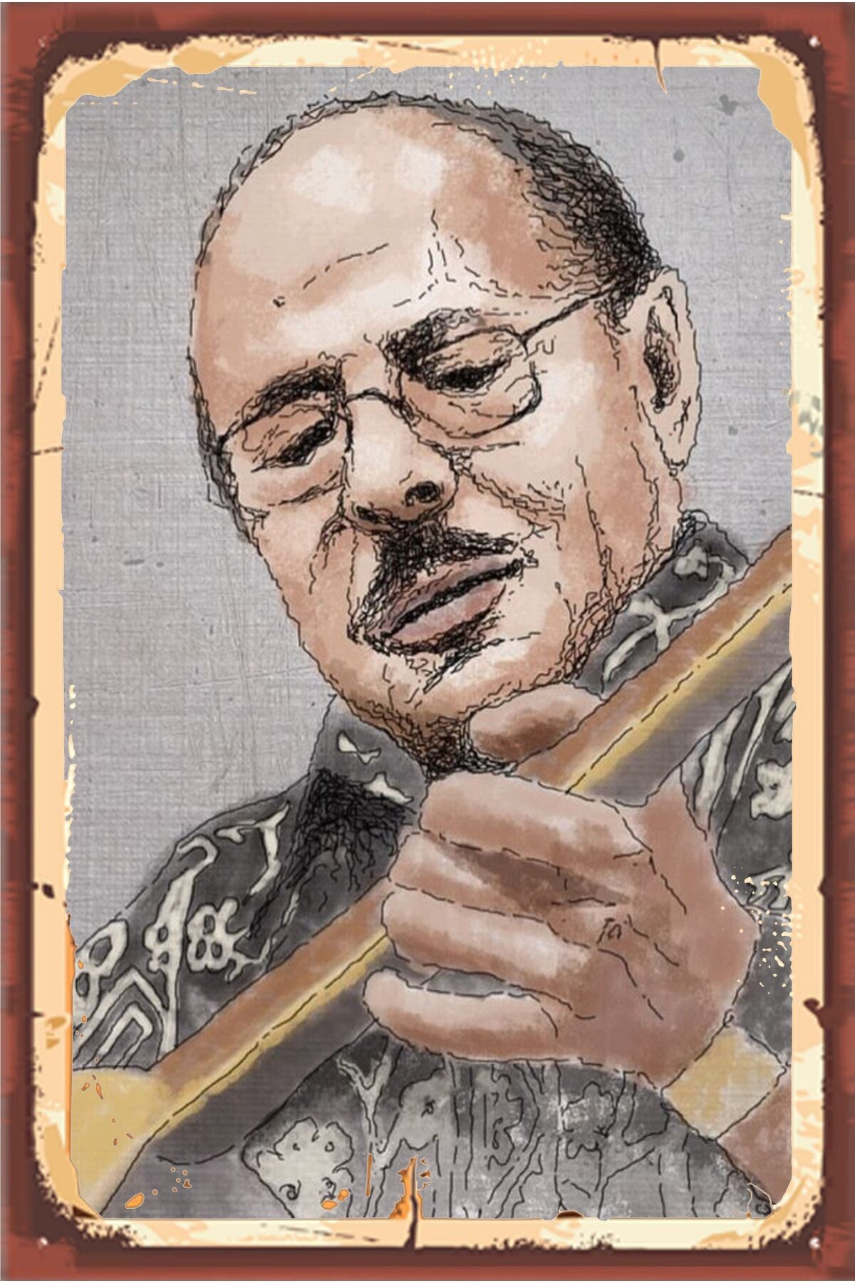 Neşet Ertaş Retro Ahşap Duvar Poster 20x30