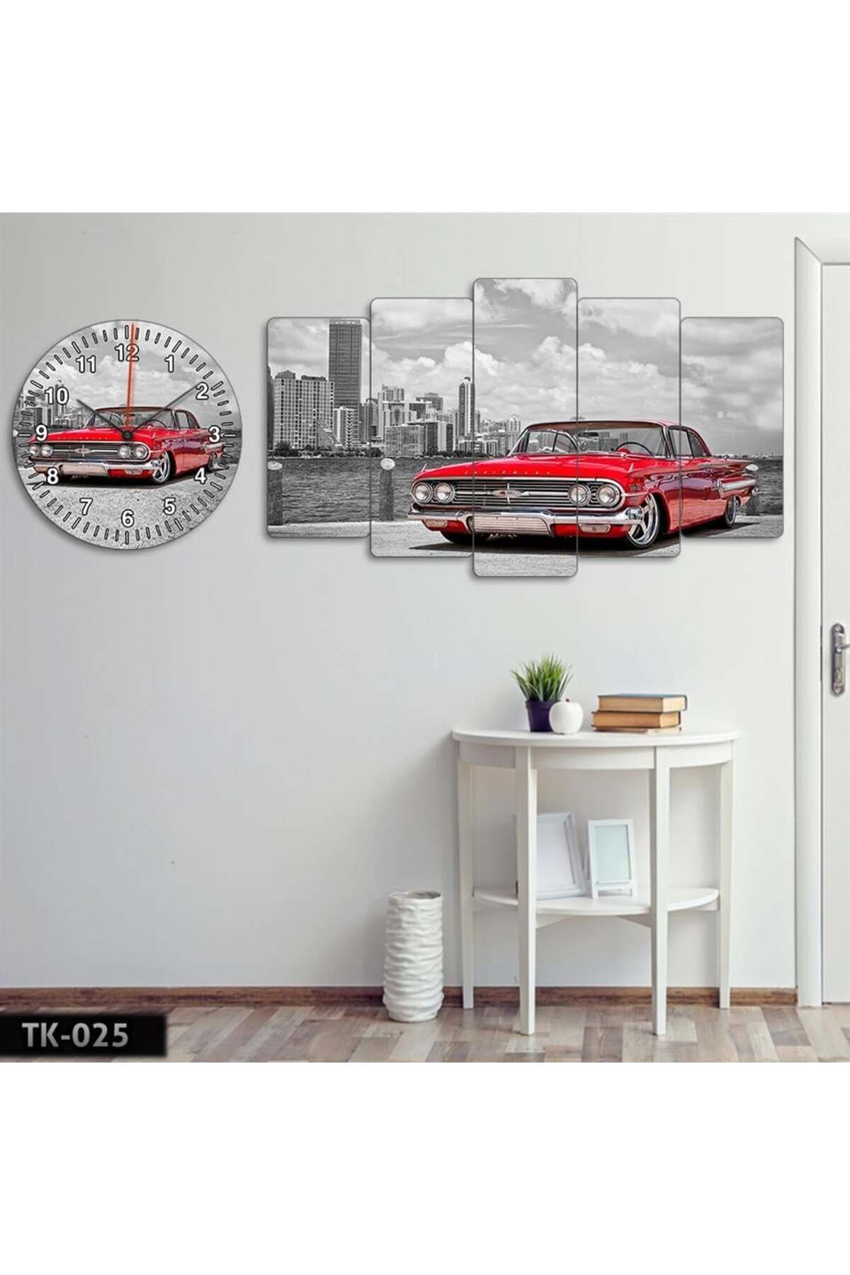 Kırmızı Nostalji Araba, Chevrolet - Tablo Saat Kombini