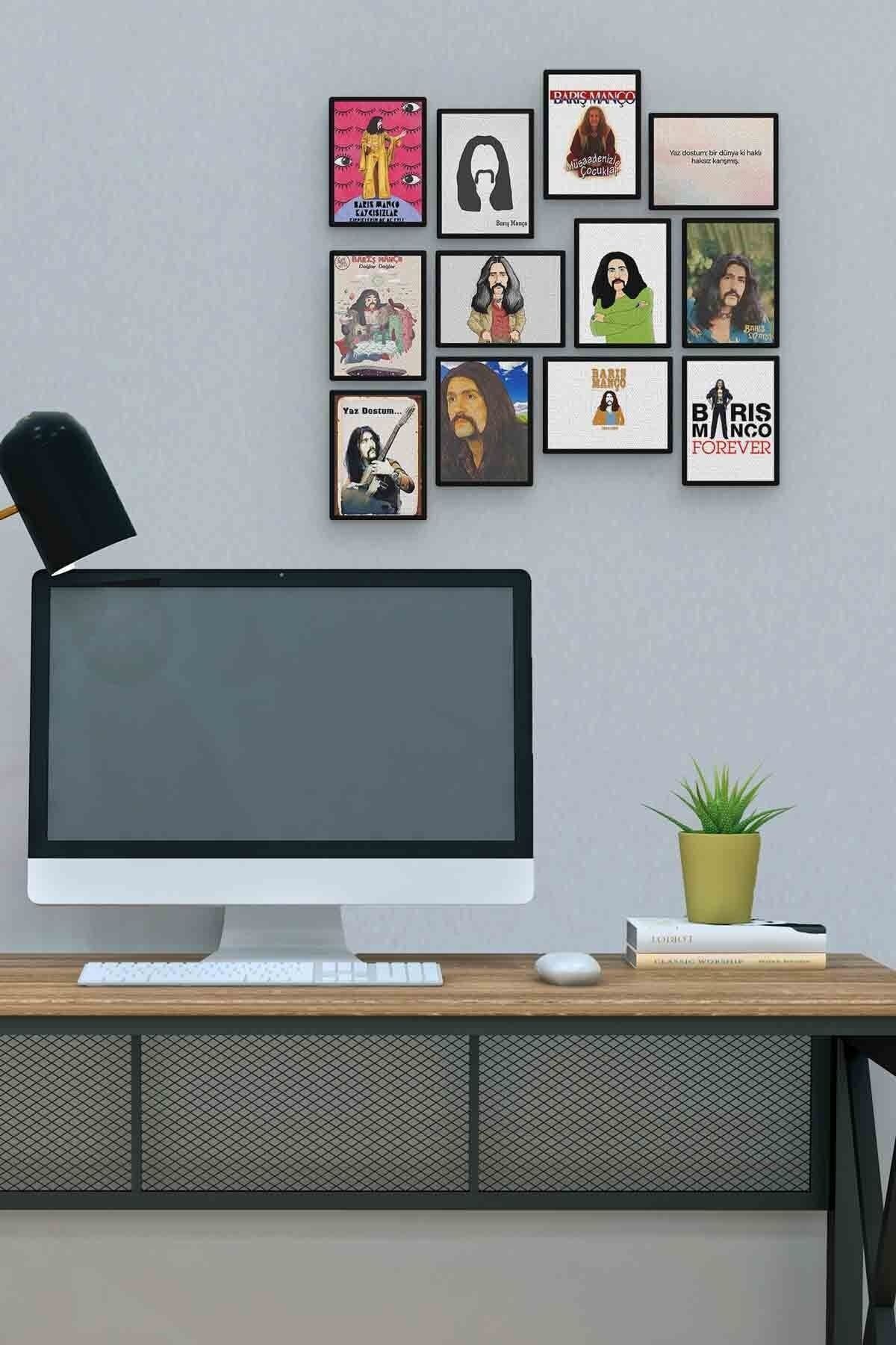 Barış Manço 12 Parça Mdf (ahşap) Tablo Ofis Boyu