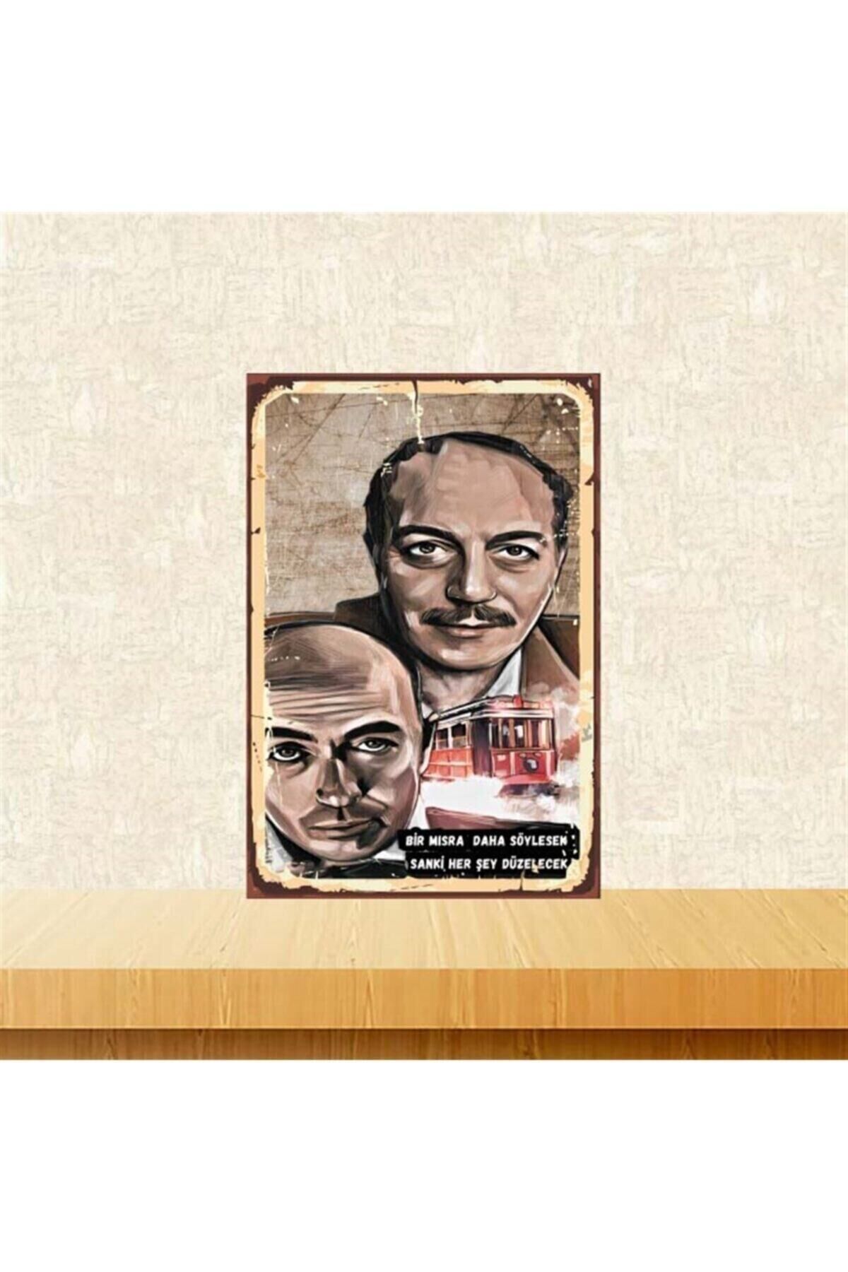 Bir Mısra Daha Söylesek 20-30 Cm Retro Ahşap Poster Tkfx4110
