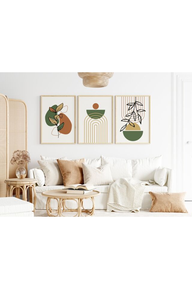 Modern 3'lü Tablo Seti - Boho Wall Art - YN-02