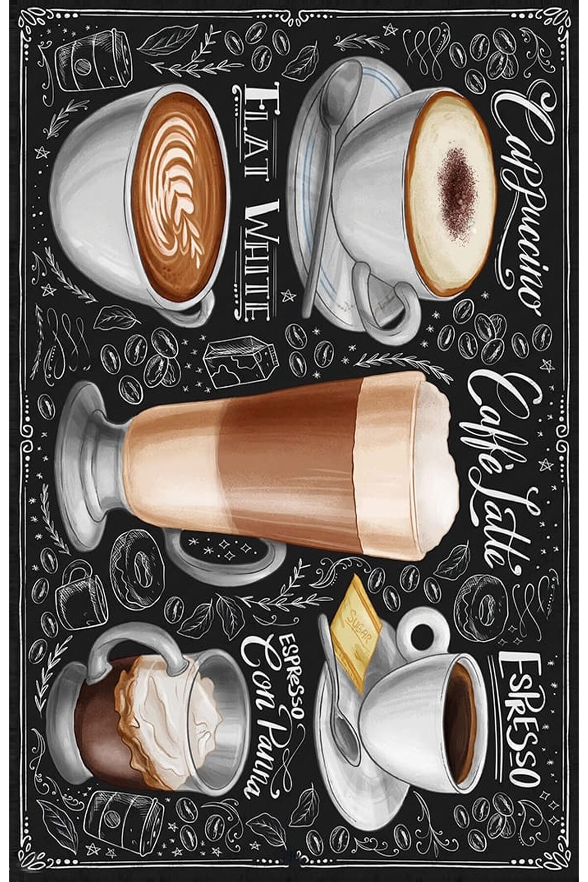 Çay ve Kahve Tasarımlı Ahşap Poster