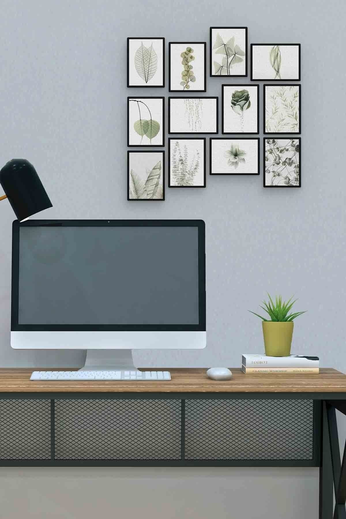 Soluk Çiçekler 12 Parça Mdf (ahşap) Tablo Ofis Boyu