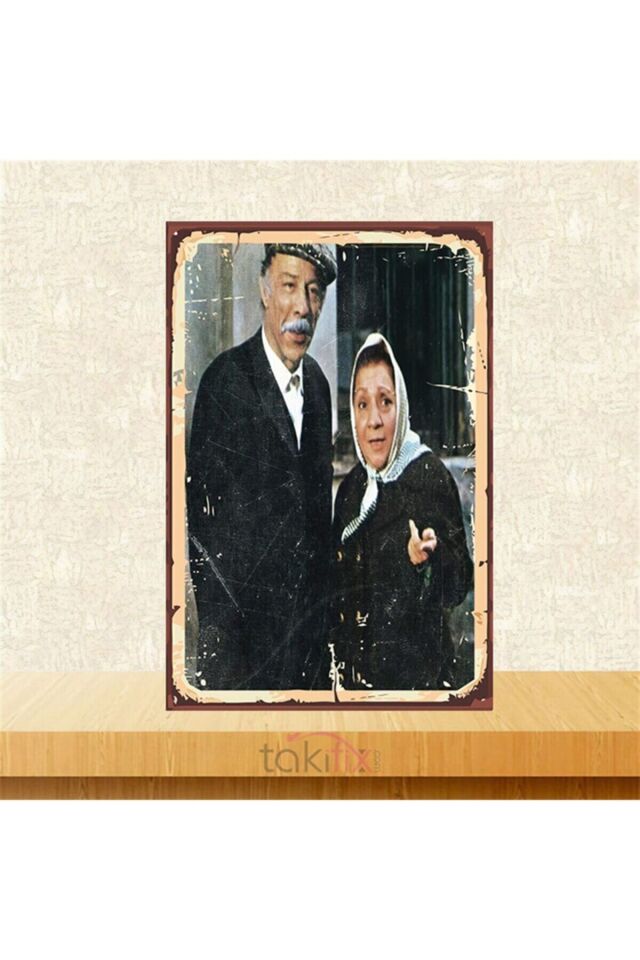 Münir Özkul Adile Naşit Retro Ahşap Poster 20-30 cm