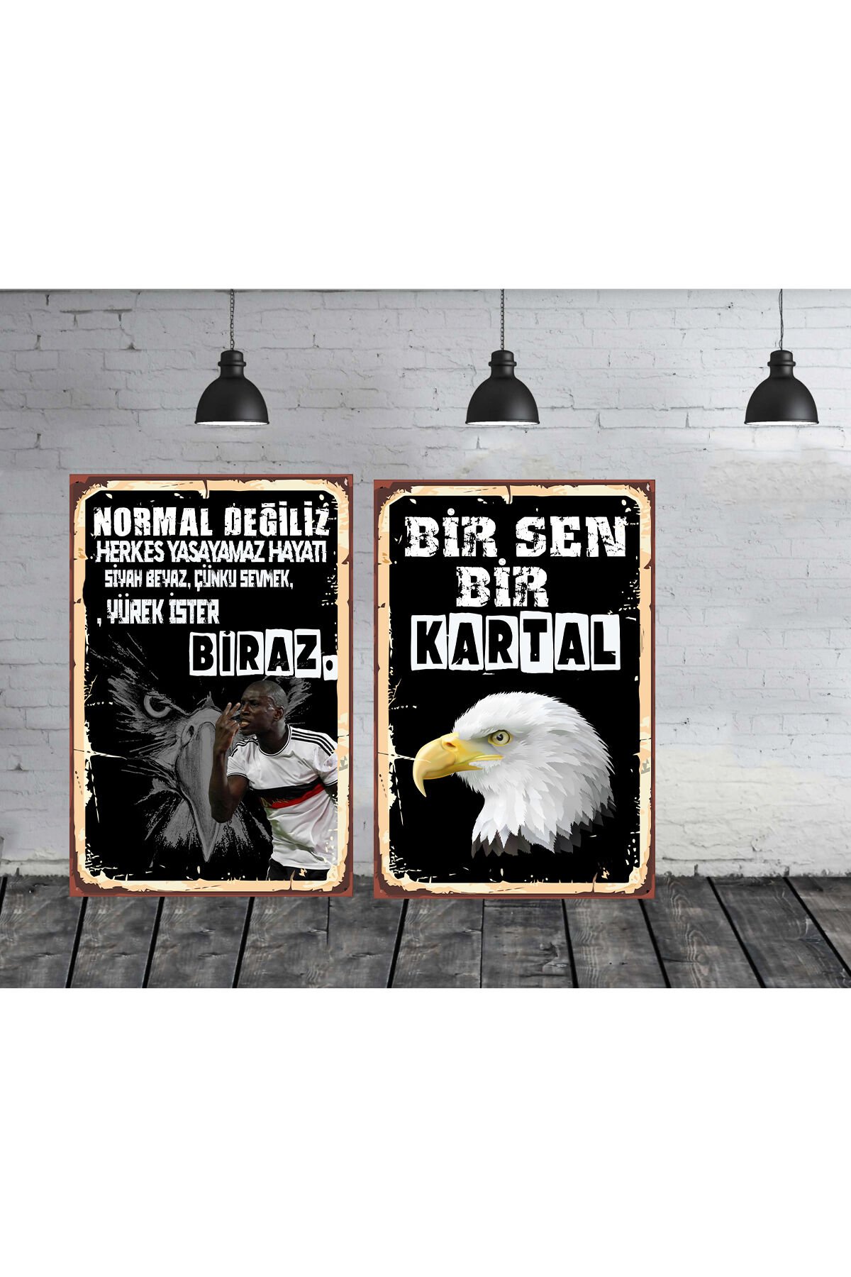 Bir Sen Bir Kartal Tasarımlı 2 adet Ebat 20 x30 CM Adet Ahşap Tablo 115