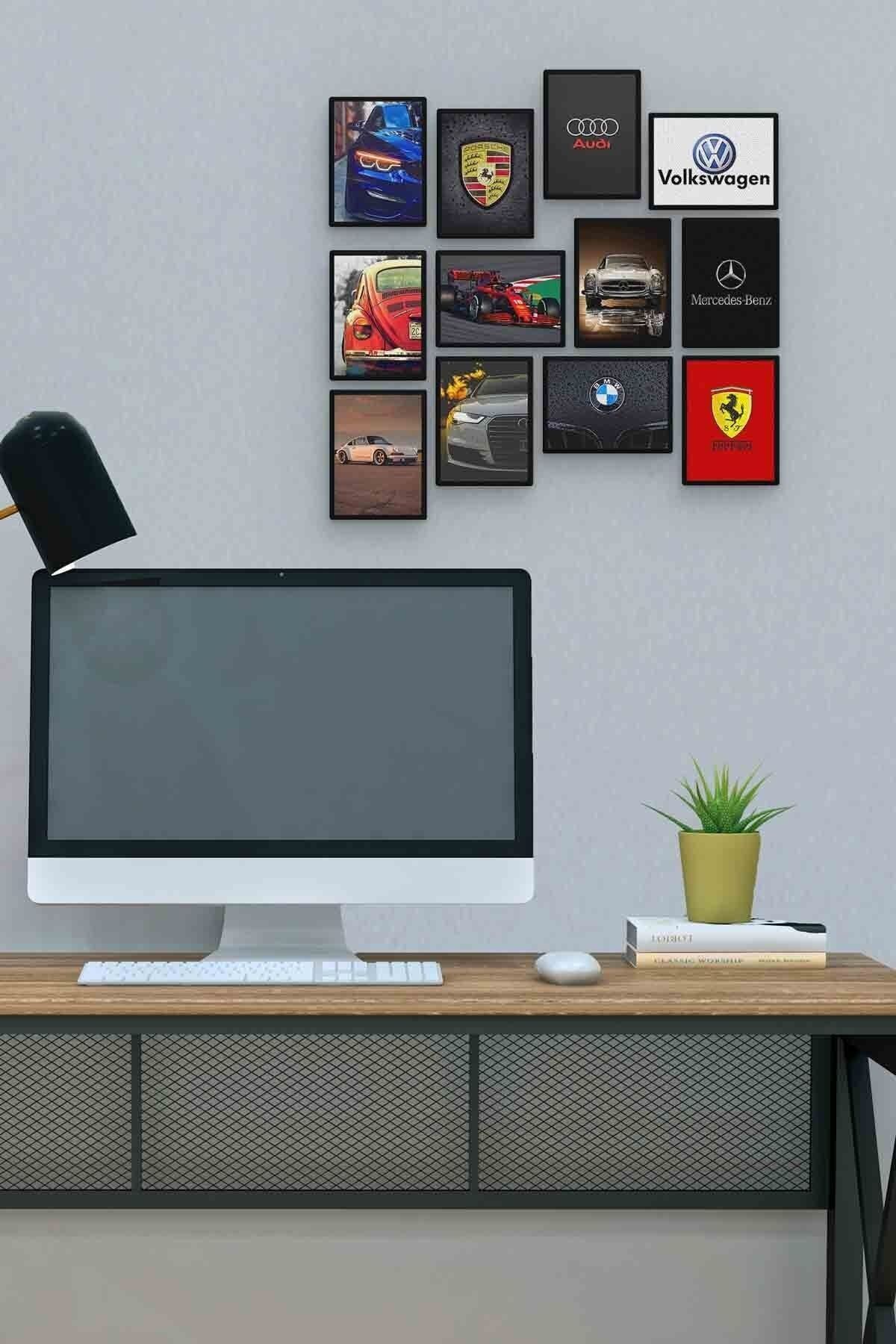 Arabalar 12 Parça Mdf (ahşap) Tablo Ofis Boyu