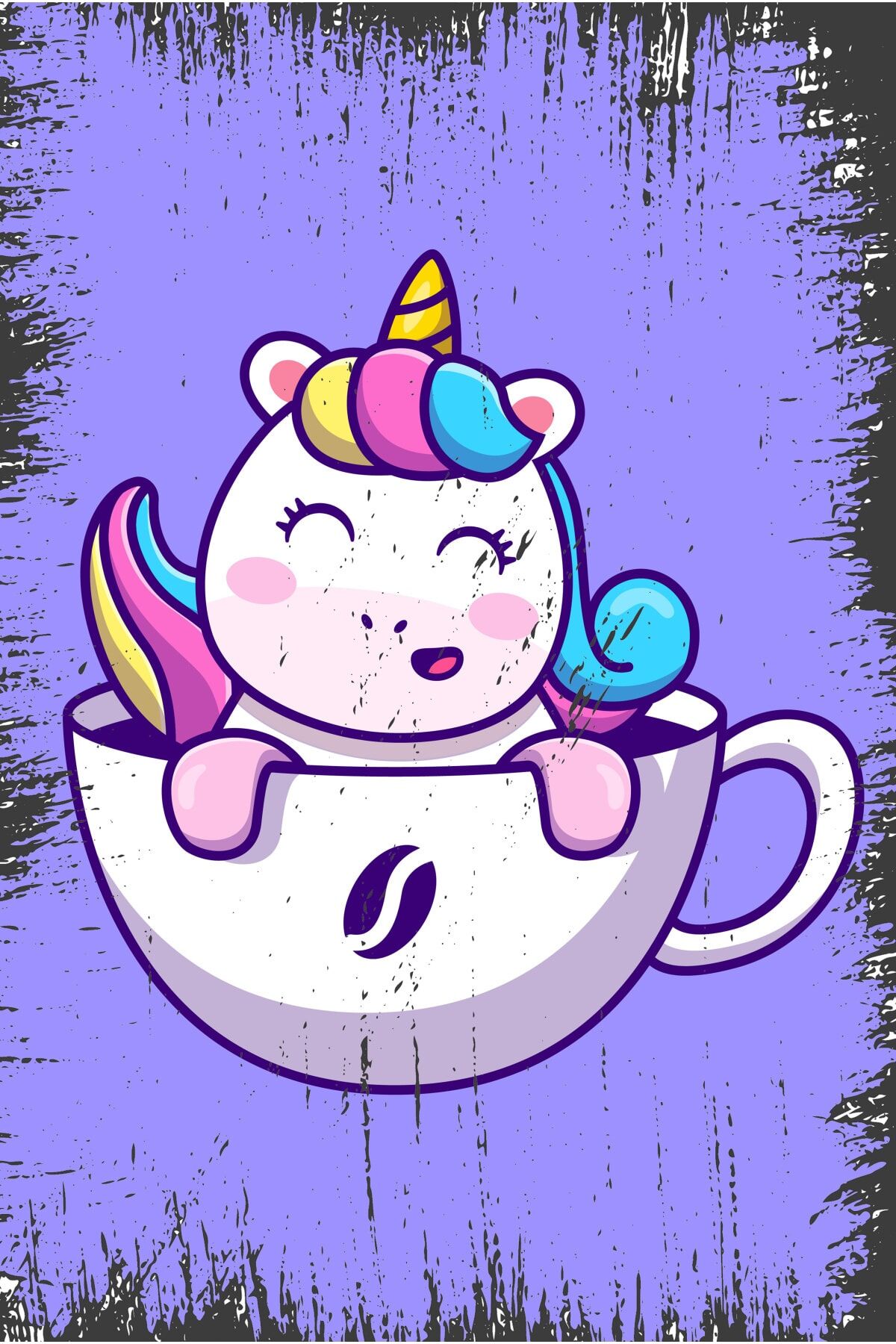 Unicorn Kahve Retro Ahşap Duvar Poster 20x30