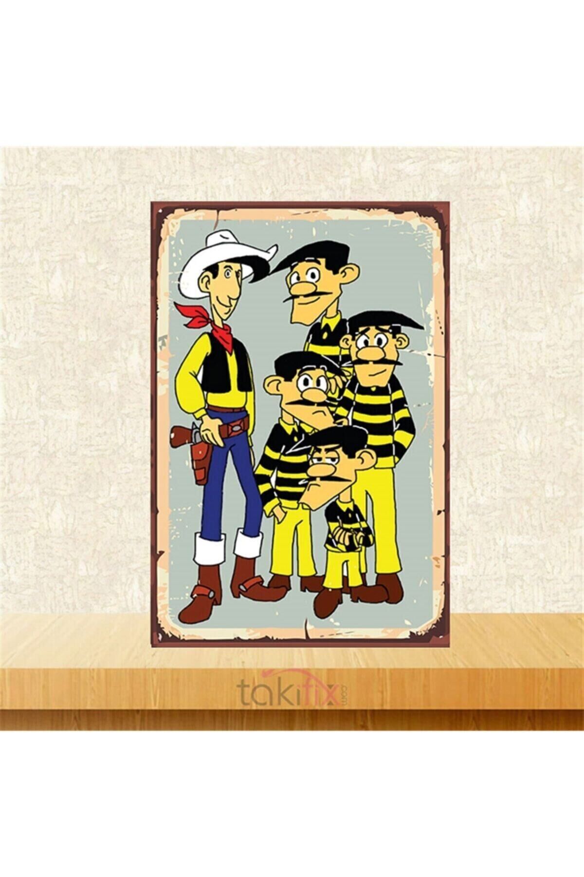 Daltonlar Ve Red Kitt Tasarımlı Retro Ahşap Poster 20x30 cm