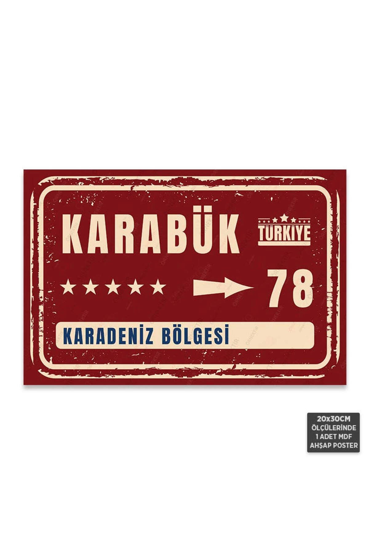 PT1187 - Karabük Şehir Tabelası Retro Mdf Ahşap Poster (20x30cm)