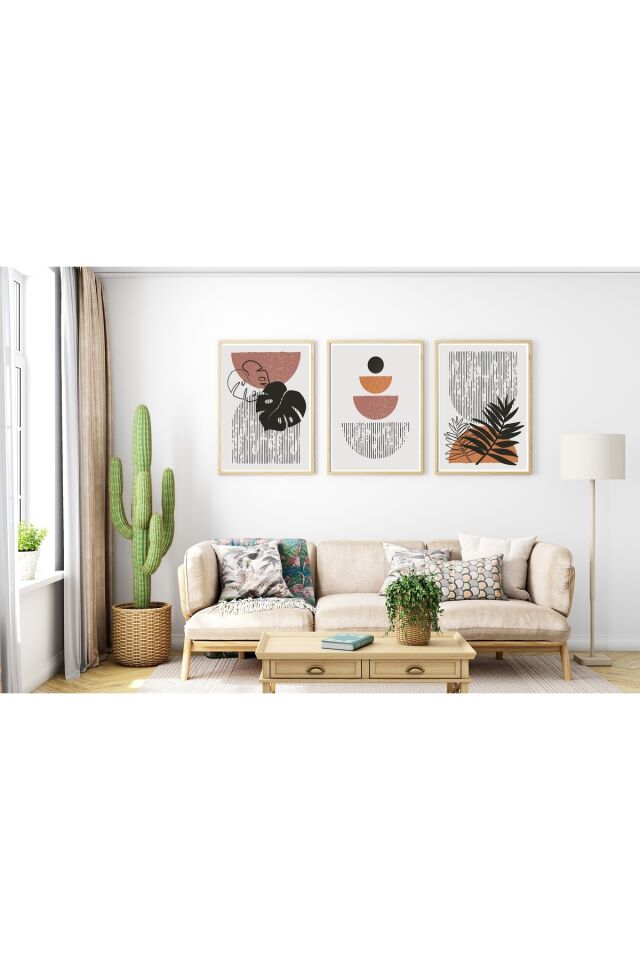 Modern Minimalist 3'lü Tablo Seti Boho Wall Art - YN-28
