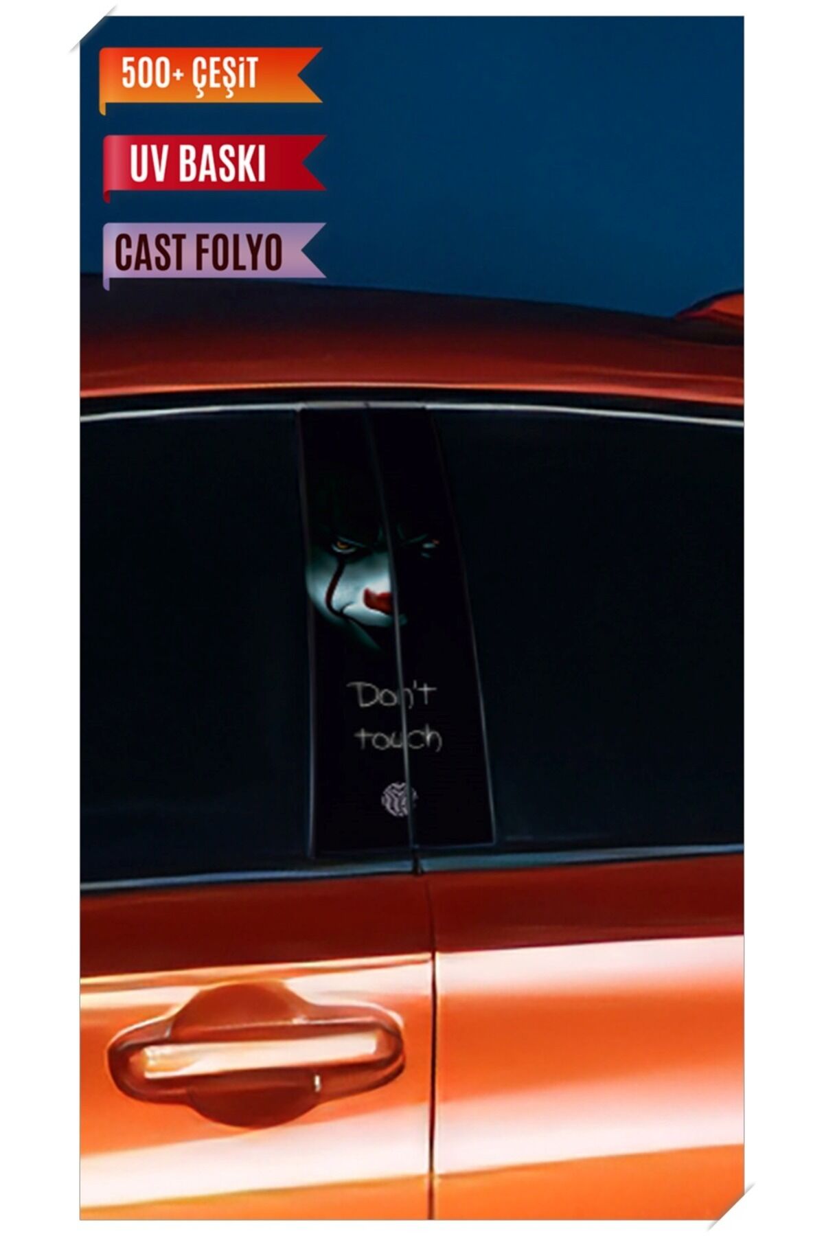 Araç Kapı Direk Kaplama Folyosu Joker Desenli (Sağ Sol Takım) (2 Adet) - 22x50 Cm