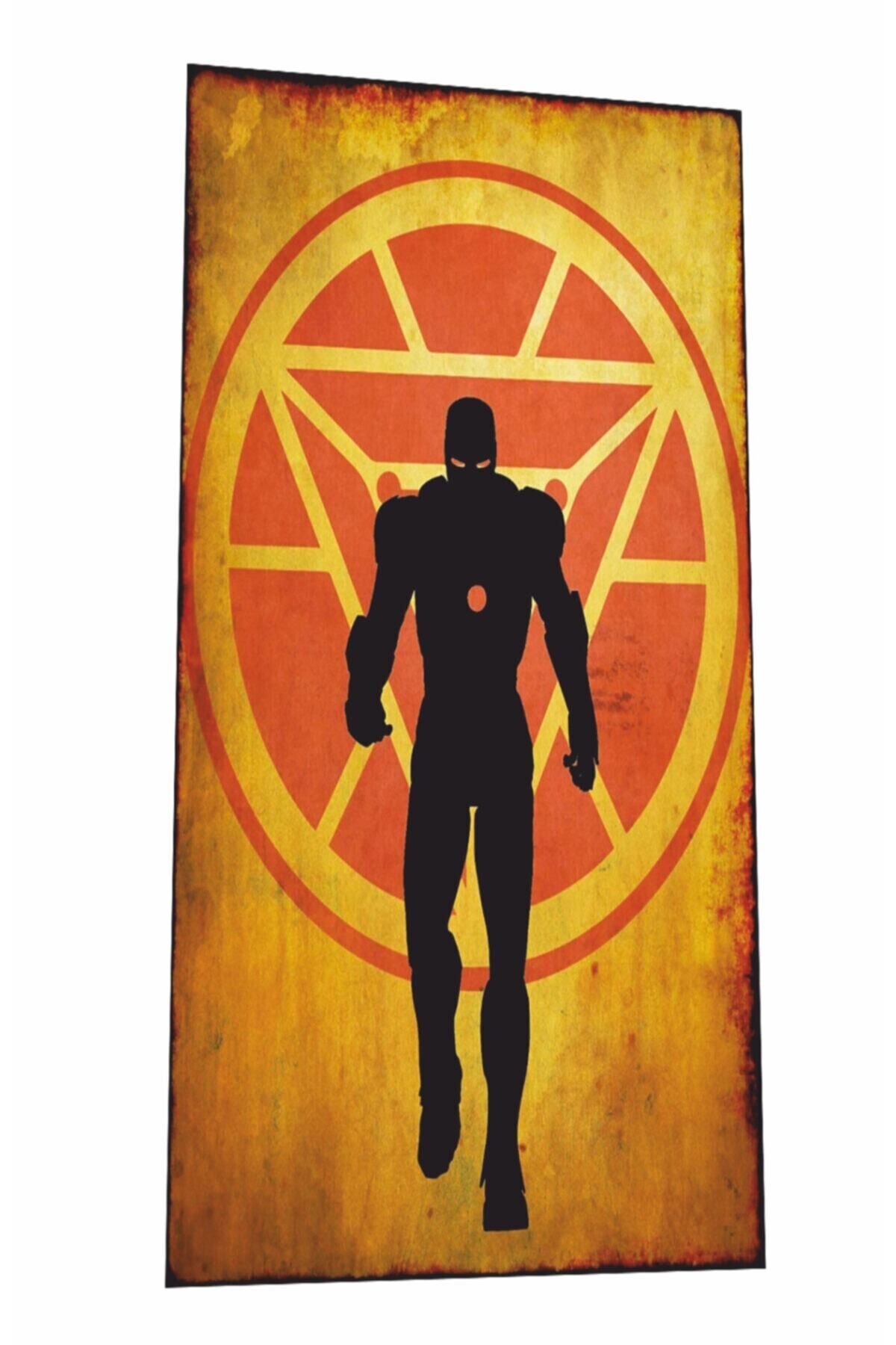 Ironman Marvel Süper Kahraman Mini Retro Ahşap Poster