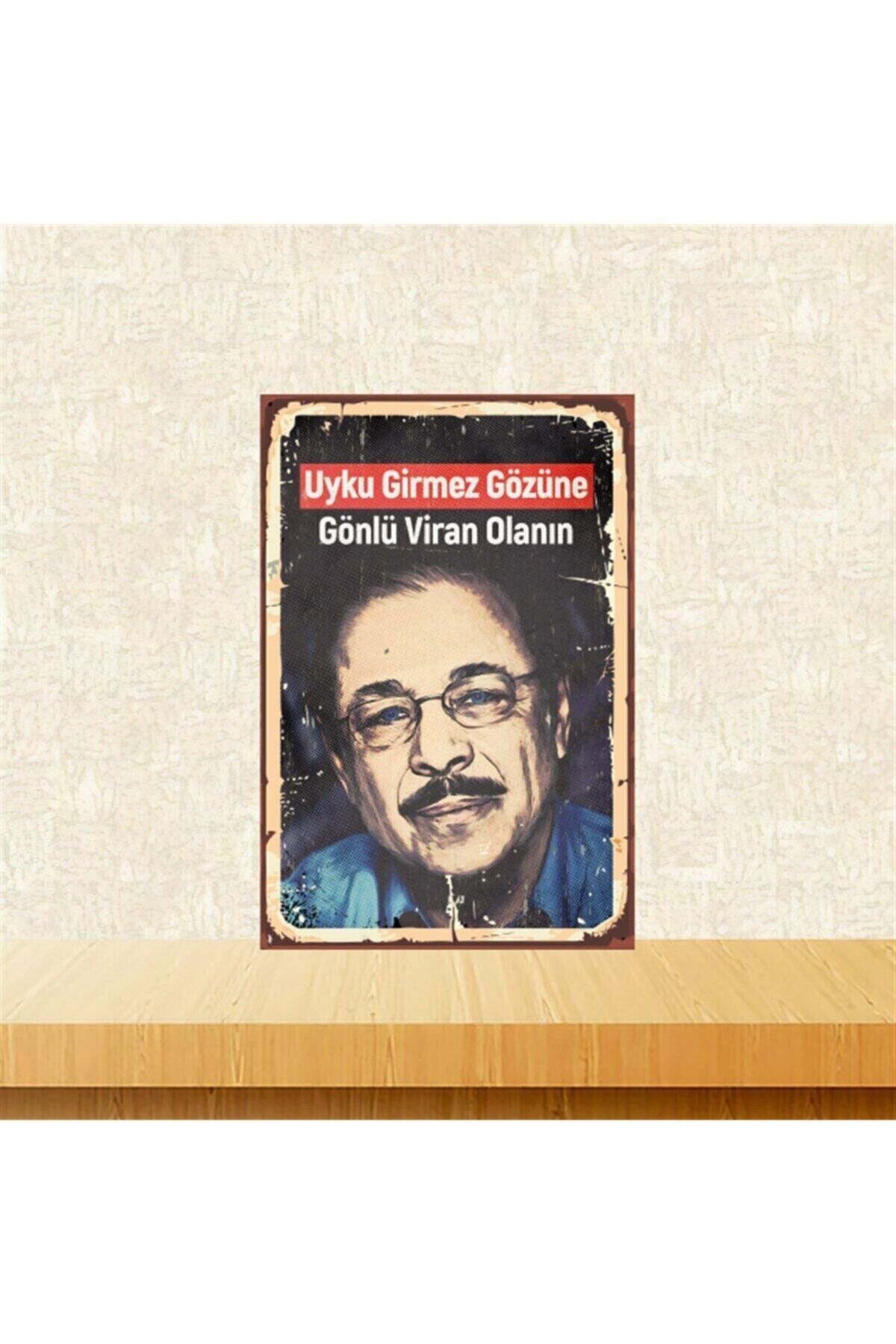 Neşet Ertaş Gönlü Viran Olanın 20-30 Cm Retro Ahşap Poster Tkfx4491