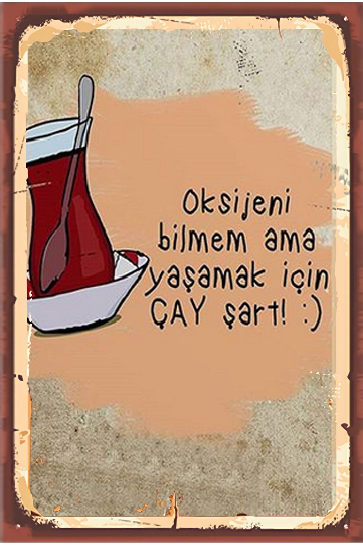 Çay ve Kahve Tasarımlı Ahşap Poster